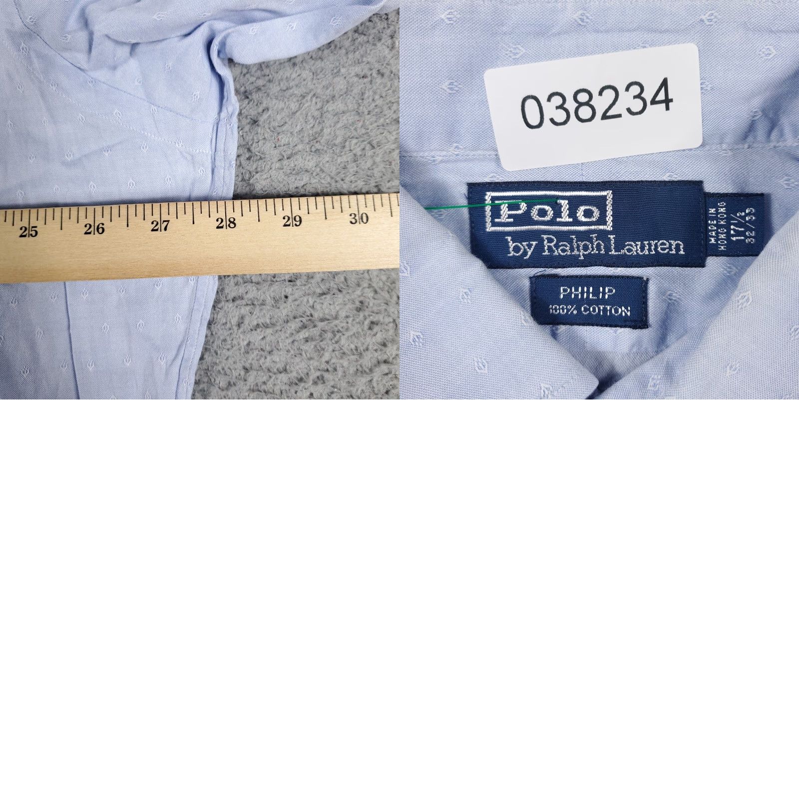 Ralph Lauren Ralph Lauren Shirt Mens 17.5 Blue Dress Button Up Long Sleeve Shirt Dress Shirt Button-Down 17.5 Overall Blue Mens Size 46R - 8 Thumbnail