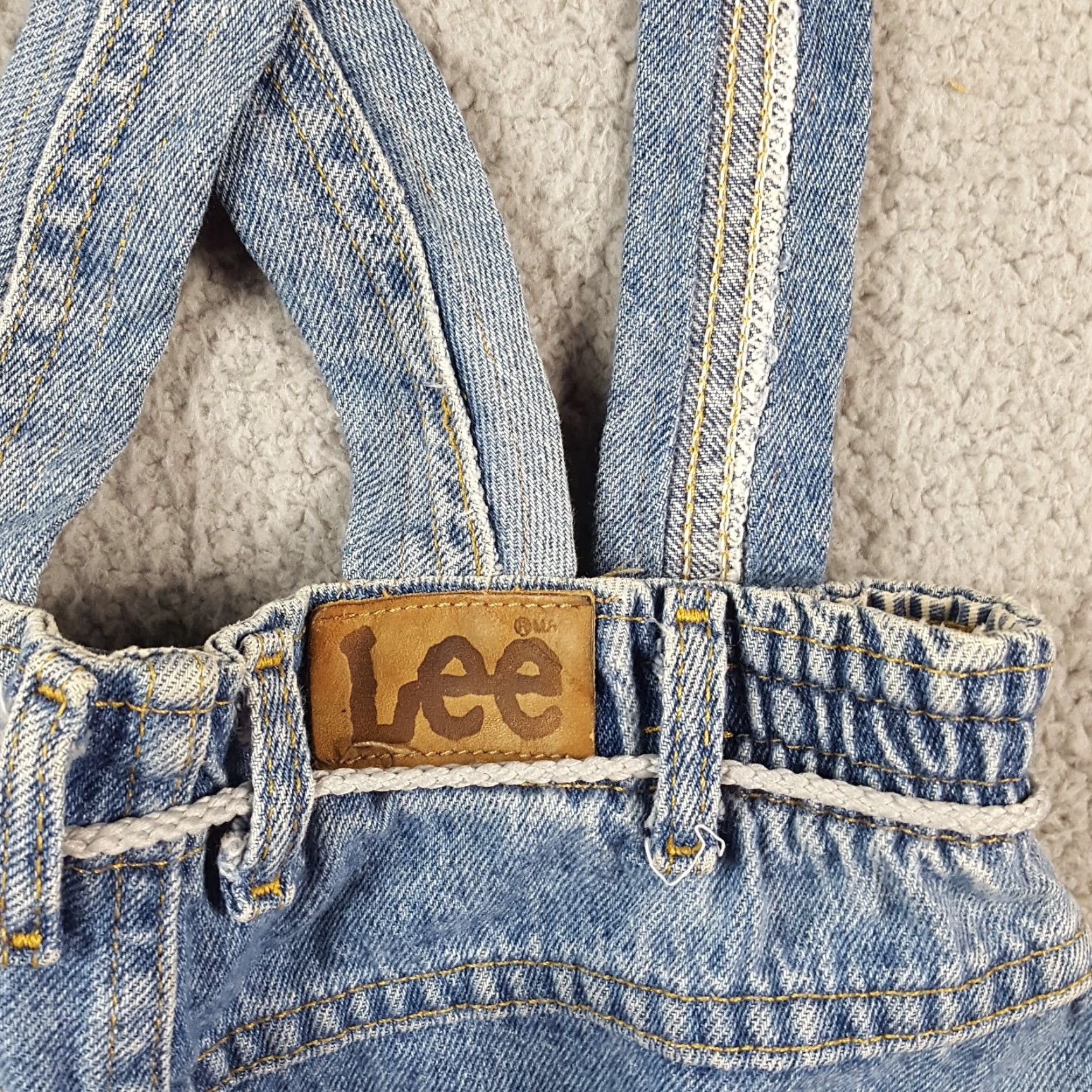 Lee VINTAGE Lee Jeans Denim Overall Shoulder Bag Medium Blue Pockets 90s 80s Biker Womens Size 32" / US 10 / IT 46 - 7 Thumbnail