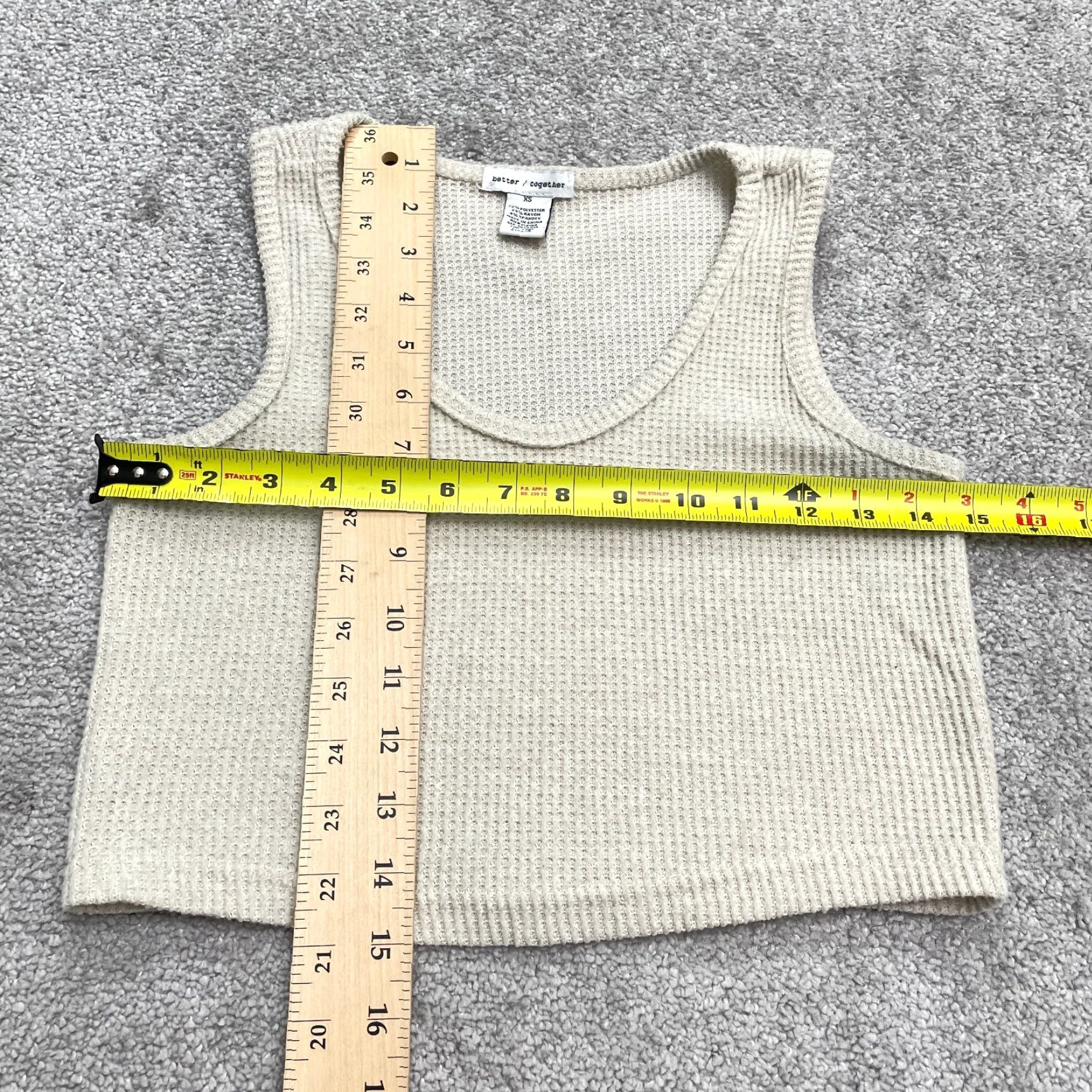 Vintage Better Together Tank Top Womens XS Beige Cropped Knit Sleeveless Scoop Neck Casual Size XS / US 0-2 / IT 36-38 - 6 Thumbnail
