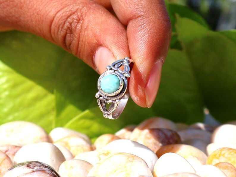 Handmade Handmade Larimar Ring, 925 Sterling Silver Ring, Women Gifts Size ONE SIZE - 6 Thumbnail