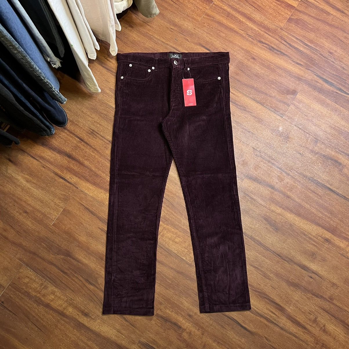 image of A P C Vintage Corduroy Pants in Burgandy, Men's (Size 30)