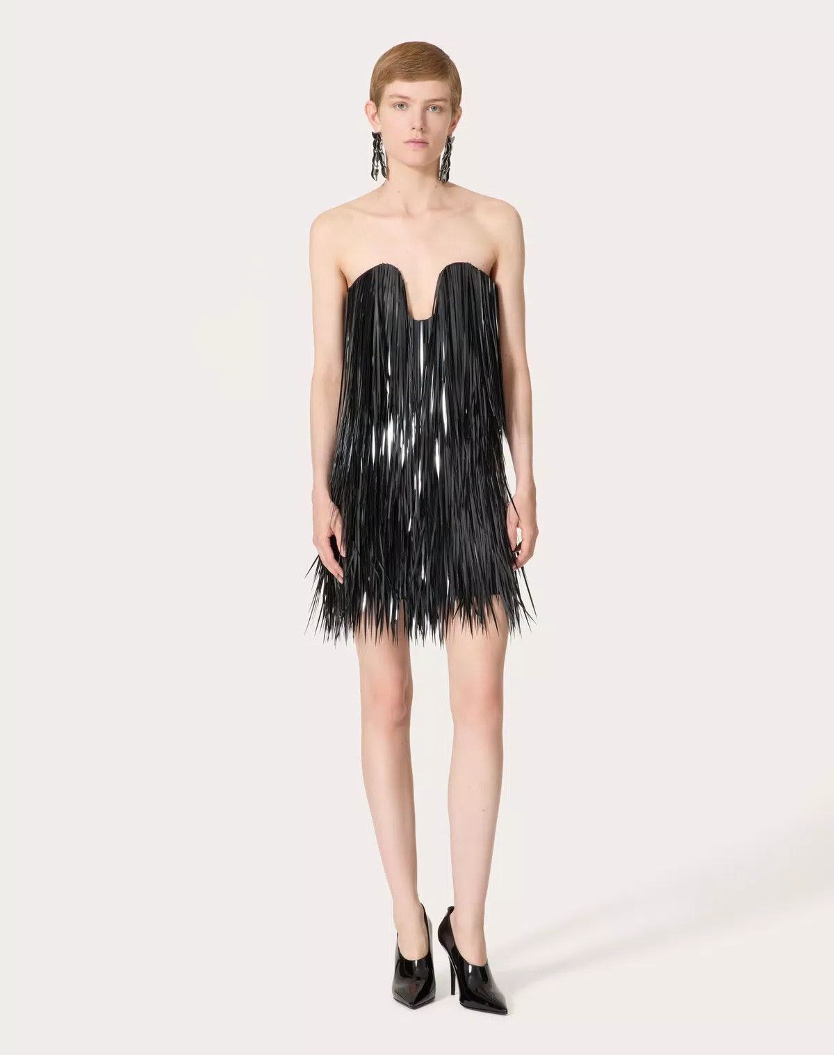 Valentino o1s1wg110426 Short Embroidered Organza Dress in Black Size M / US 6-8 / IT 42-44 - 5 Thumbnail