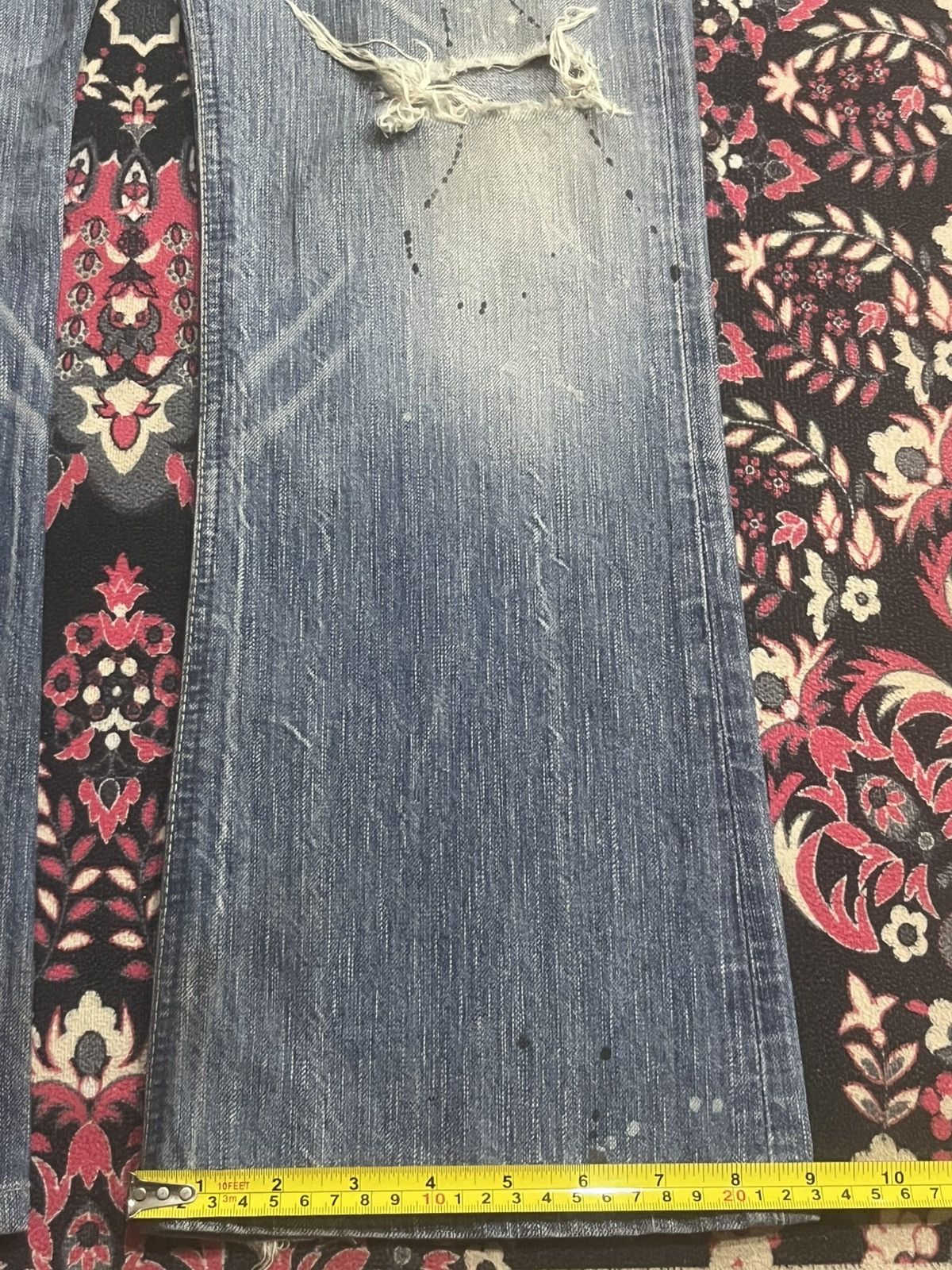 Tornado Mart Edwin 503 Blue Trip Distressed Paint Splattered Flare Jeans Size US 28 / EU 44 - 15 Thumbnail