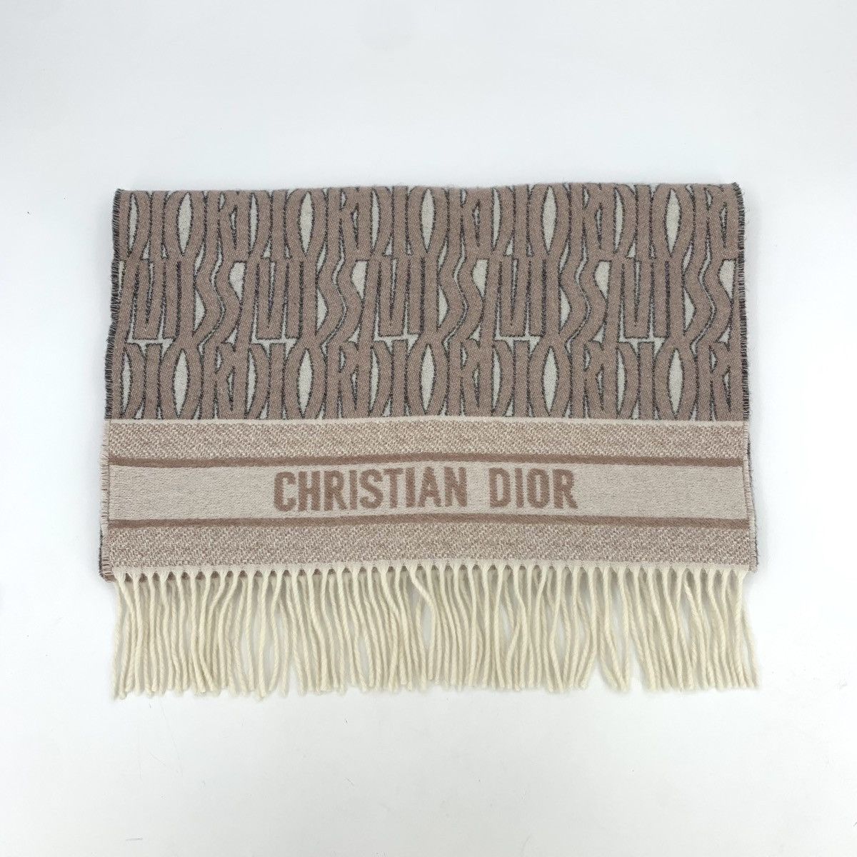 Dior color blocking logo letters full print cashmere scarf