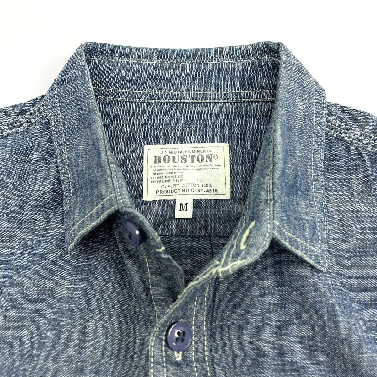 Japanese Brand Vintage Houston Military USN Chambray Pocket Denim Shirt Size US M / EU 48-50 / 2 - 5 Thumbnail