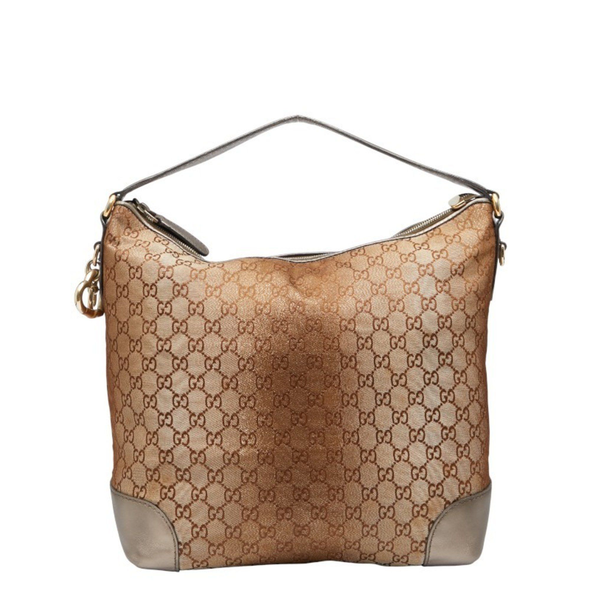 Gucci Gucci GG Canvas Heart Bit Bamboo One-Shoulder Bag 269958 Brown and Leather Women's GUCCI Size ONE SIZE - 1 Thumbnail
