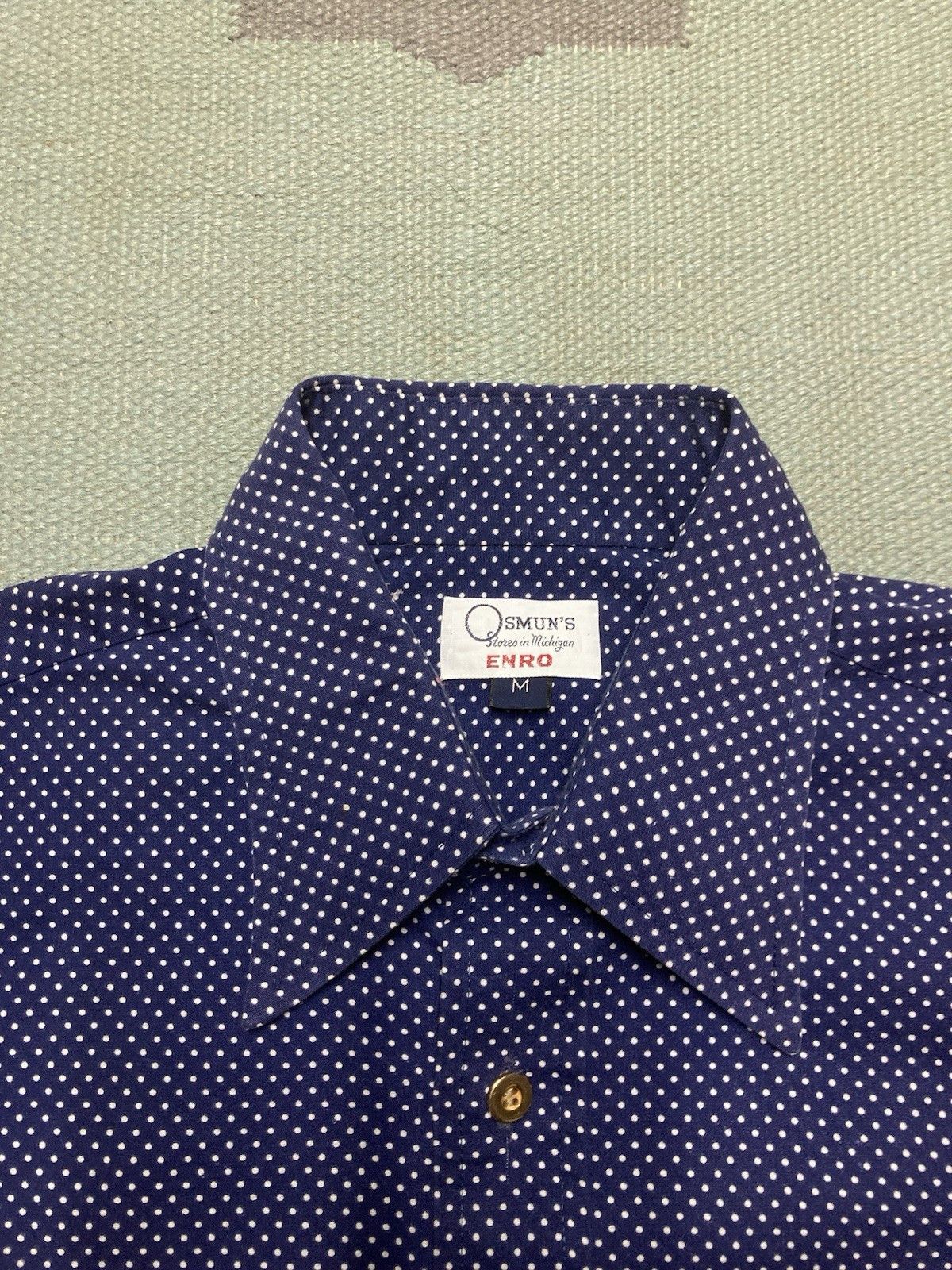 Vintage Vintage 1970s button shirt polka dot indigo blue Enro medium Size US M / EU 48-50 / 2 - 3 Thumbnail