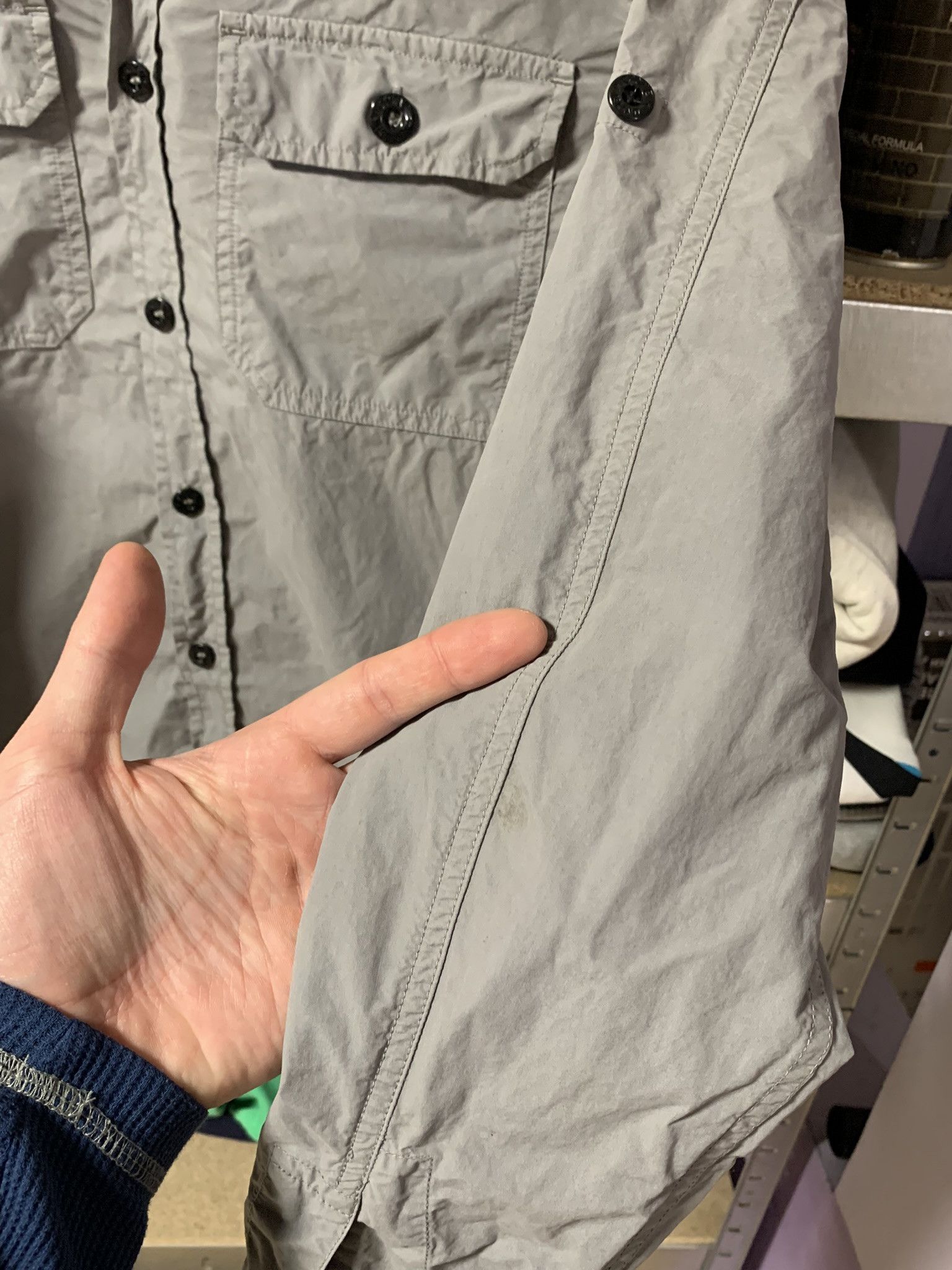 Stone Island Stone Island Cotton Button Up Overshirt Gray Size L Size US L / EU 52-54 / 3 - 10 Thumbnail