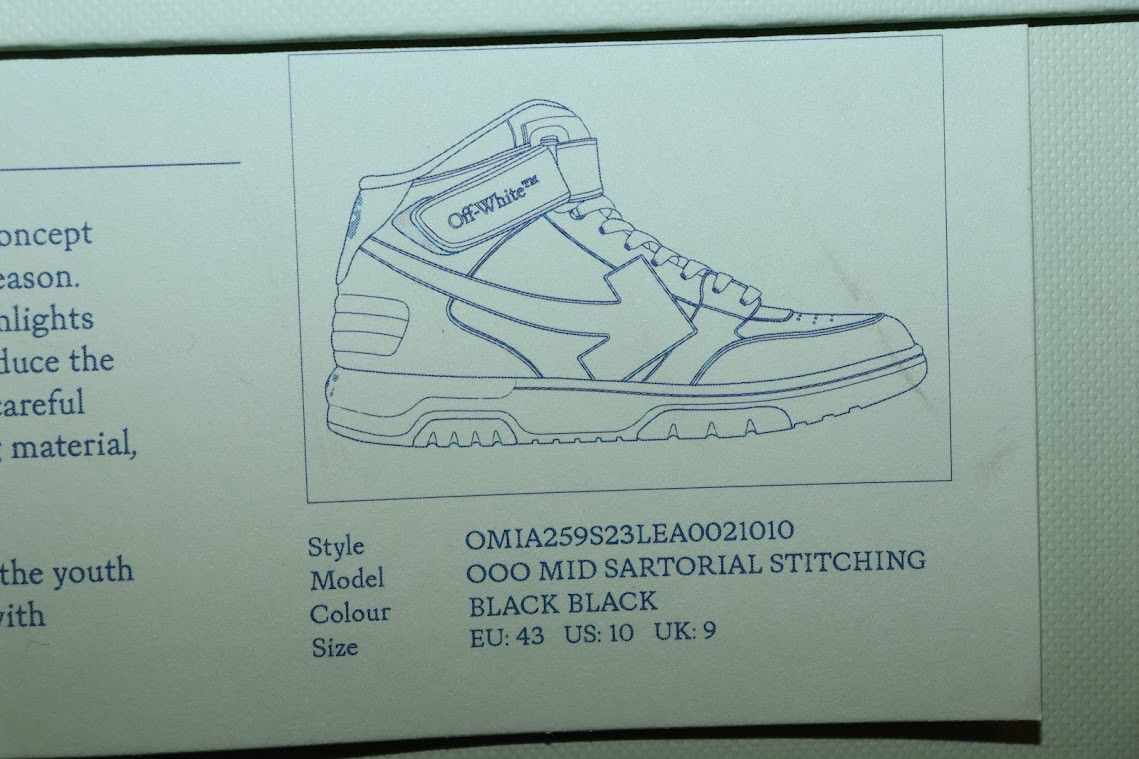 Off-White o1rshd1 OOO Mid Sartorial Stitching Sneakers in Black Size US 10 / EU 43 - 14 Thumbnail