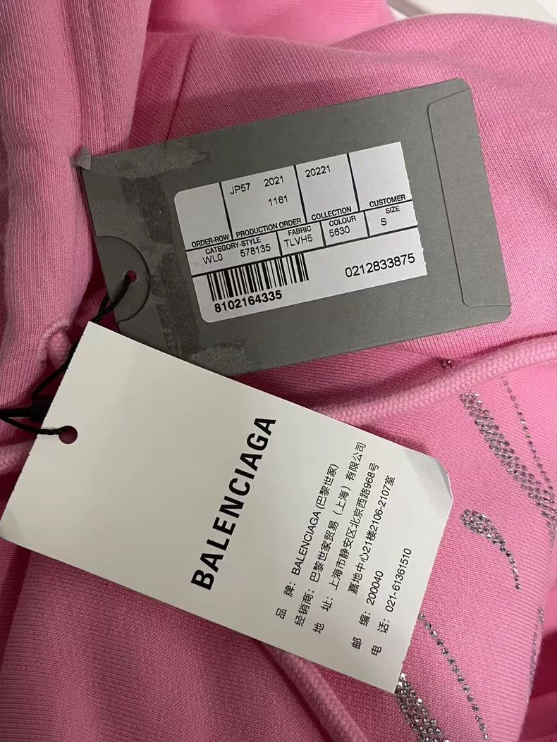 Balenciaga Balenciaga Pink Rhinestone Hoodie 2503-Nextarrow Size US S / EU 44-46 / 1 - 8 Thumbnail