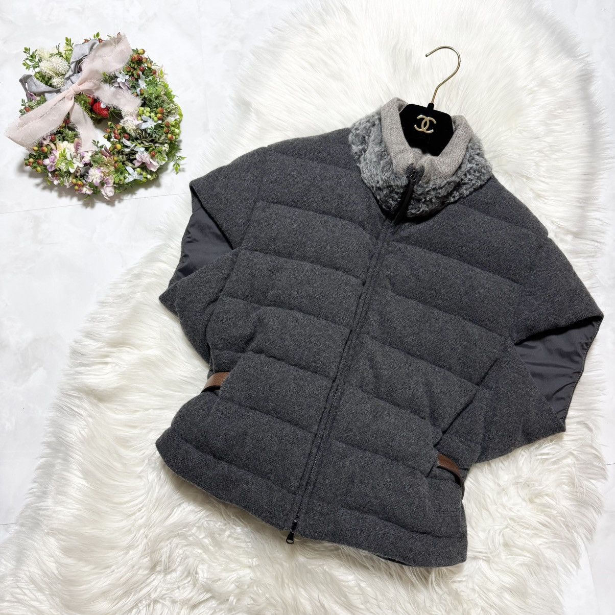 Fabiana Filippi Fabiana Filippi fur collar, belted Puffer Down jacket Size S / US 4 / IT 40 - 1 Thumbnail