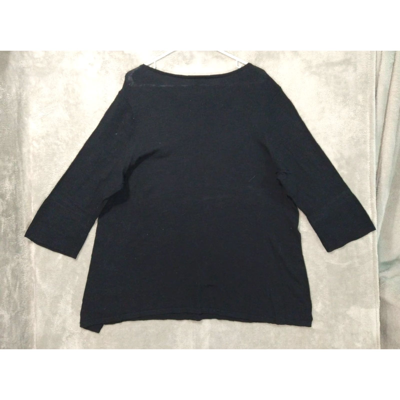 J. Jill J.Jill Shirt Womens 3X Black Short Sleeve Round Neck Pullover Cotton Sheer Tunic Casual Size XXL / US 16-18 / IT 52-54 - 2 Thumbnail