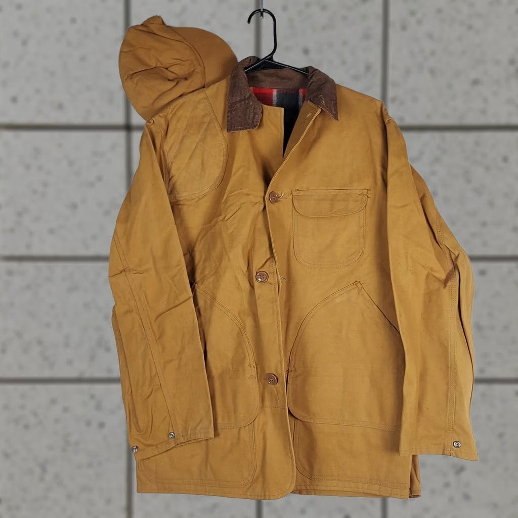 Vintage VINTAGE Canvas Hunting Jacket Mens Large Brown Hooded Lined Field Coat Size US L / EU 52-54 / 3 - 1 Thumbnail