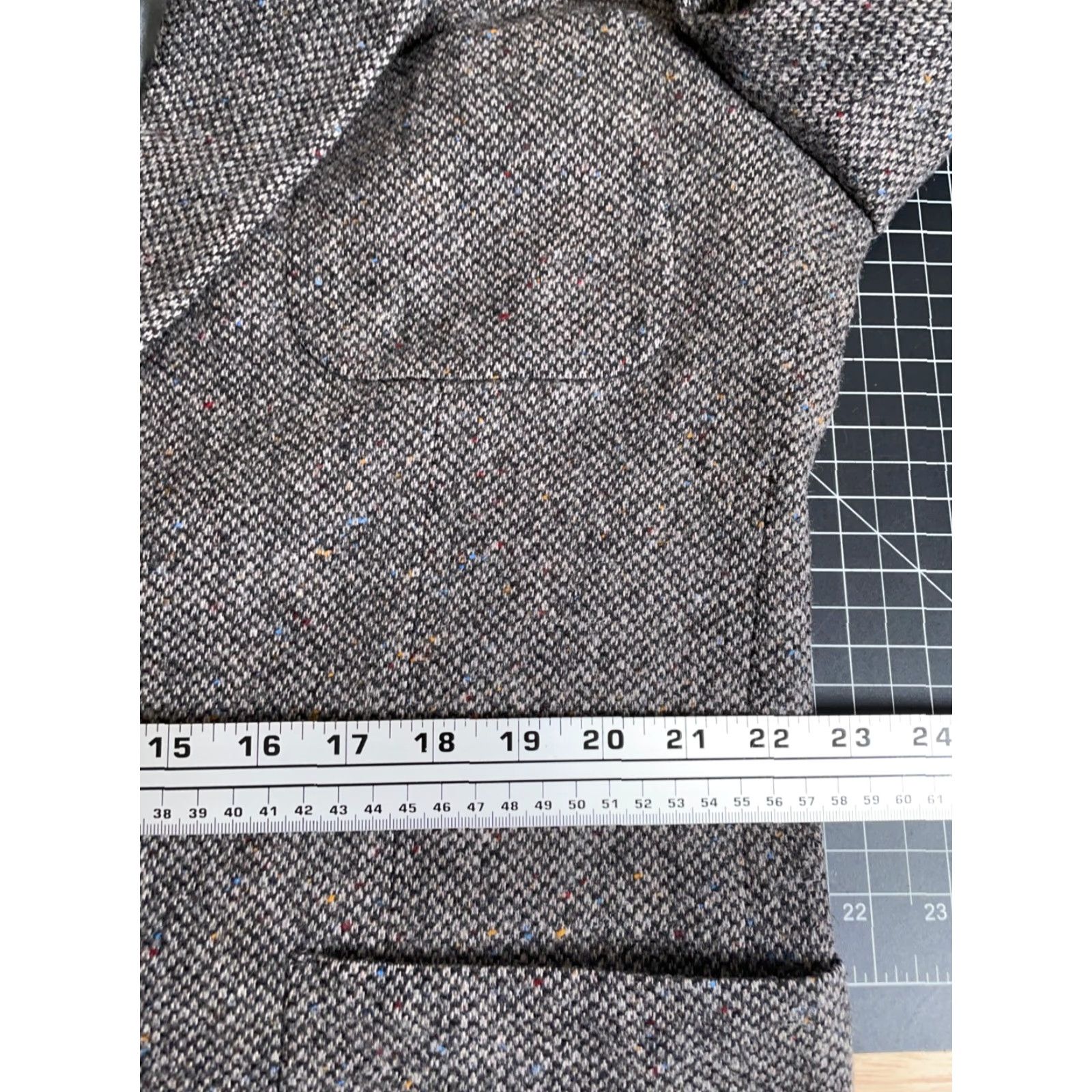 Stafford VINTAGE Stafford Men's Blazer 2 Button Tweed Wool Gray Long Elbow Patches Casual 46 Long Size 46R - 7 Thumbnail