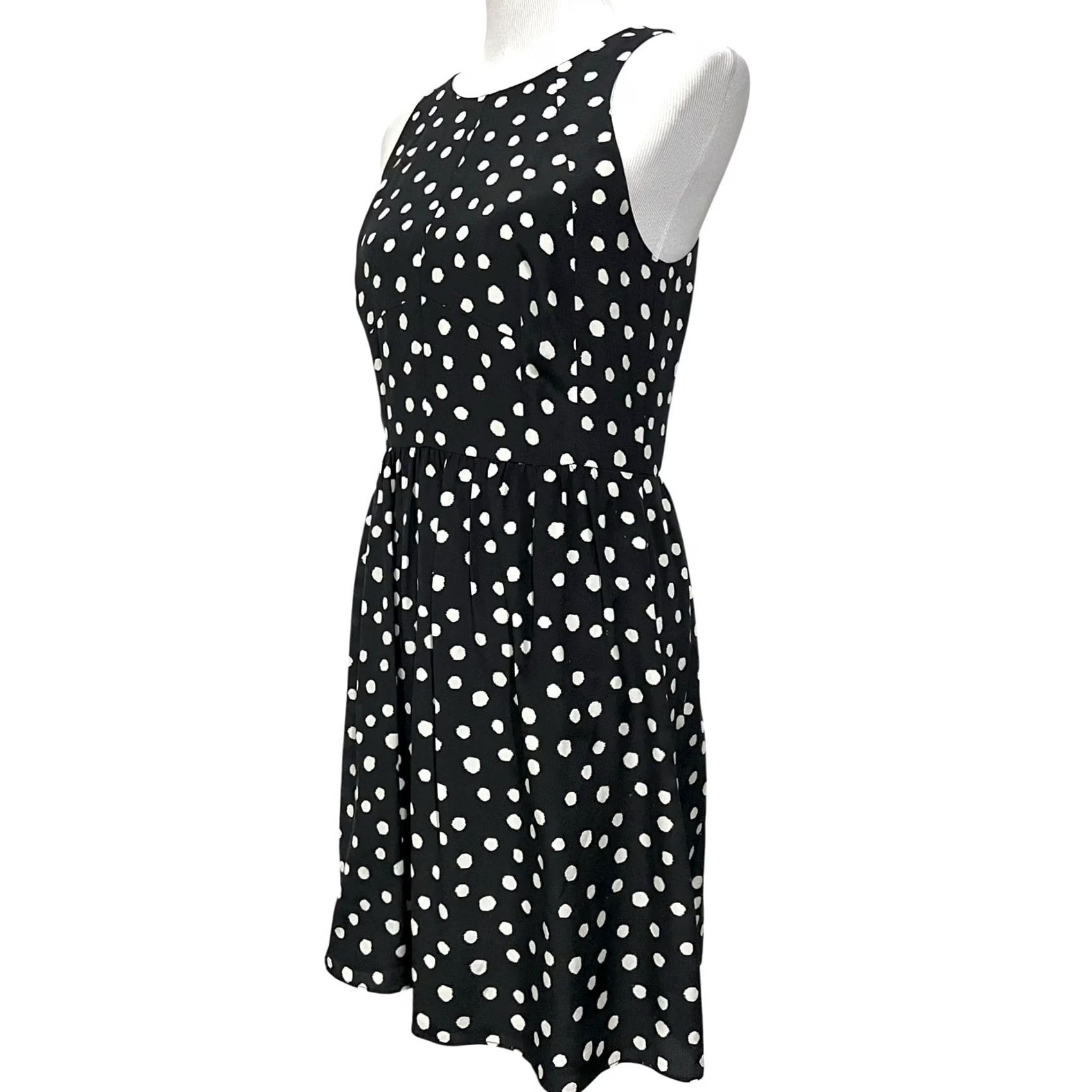Rebecca Taylor Rebecca Taylor Black Polka Dot Silk Sleeveless Dress Racerback Women’s Size 8 Size M / US 6-8 / IT 42-44 - 4 Thumbnail