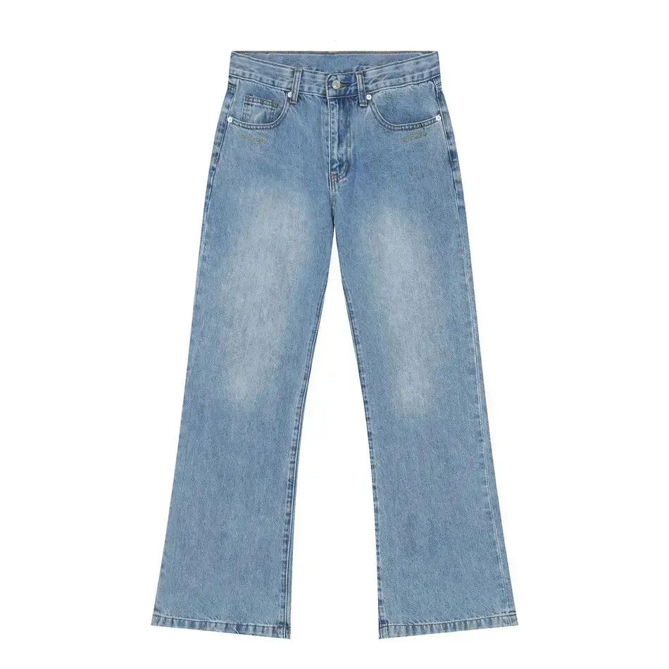 Japanese Brand Retro loose solid color micro flared jeans Size US 32 / EU 48 - 3 Thumbnail
