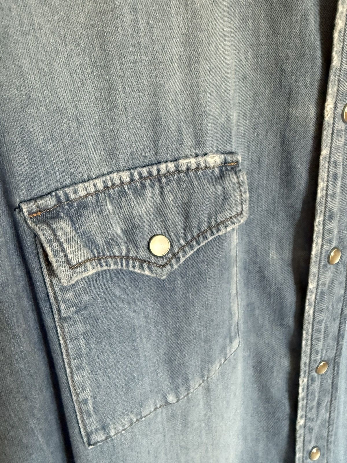 FW16 Saint Laurent distressed crash denim shirt Hedi Slimane
