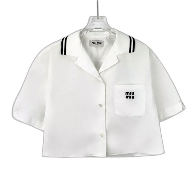 Miu Miu MiuMiu White Logo Short Sleeve Shirt Size S / US 4 / IT 40 - 1 Thumbnail
