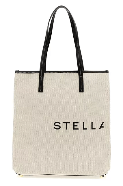 STELLA MCCARTNEY Natural/Black Canvas Tote Bag New