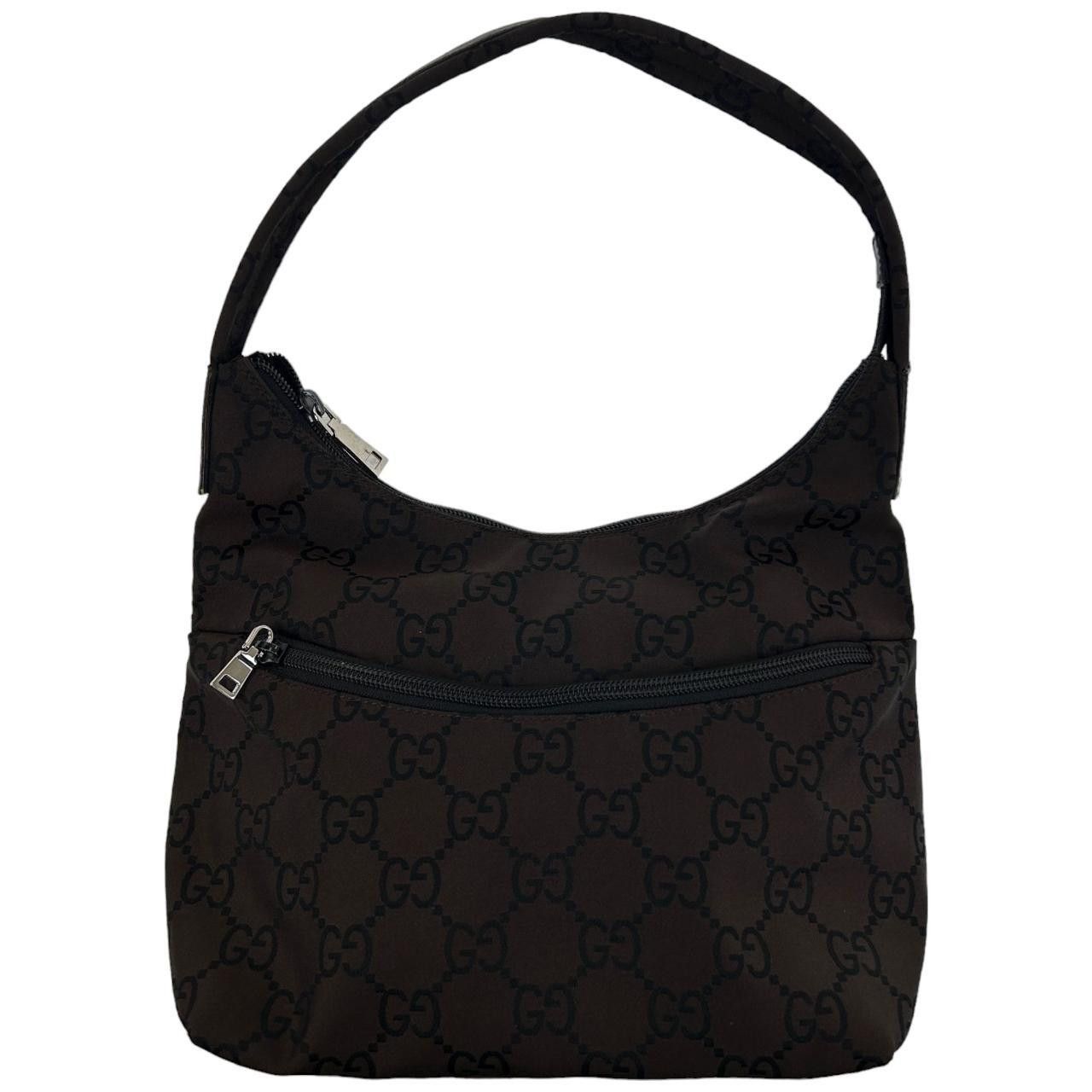 image of Vintage Gucci Monogram Shoulder Bag in Brown, Women's