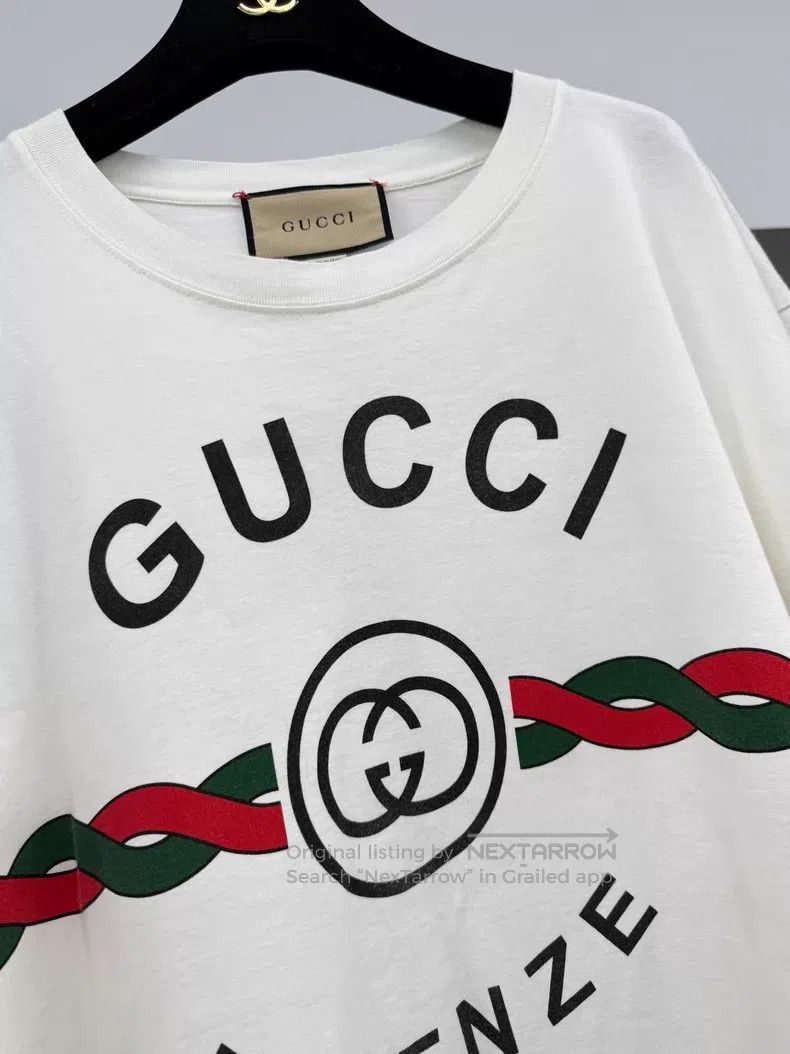 Gucci Gucci White printed letter logo short-sleeved T-shirt Size US M / EU 48-50 / 2 - 2 Thumbnail