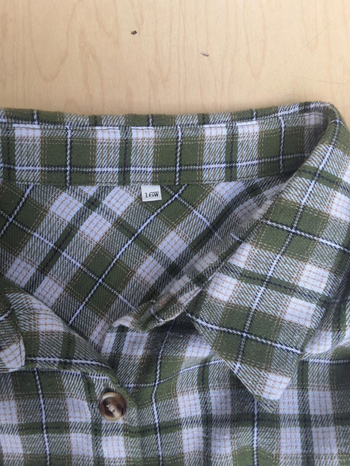 The Unbranded Brand Stylish Green Plaid Flannel Shirt Top - Act Fast! Size XXL / US 16-18 / IT 52-54 - 2 Thumbnail