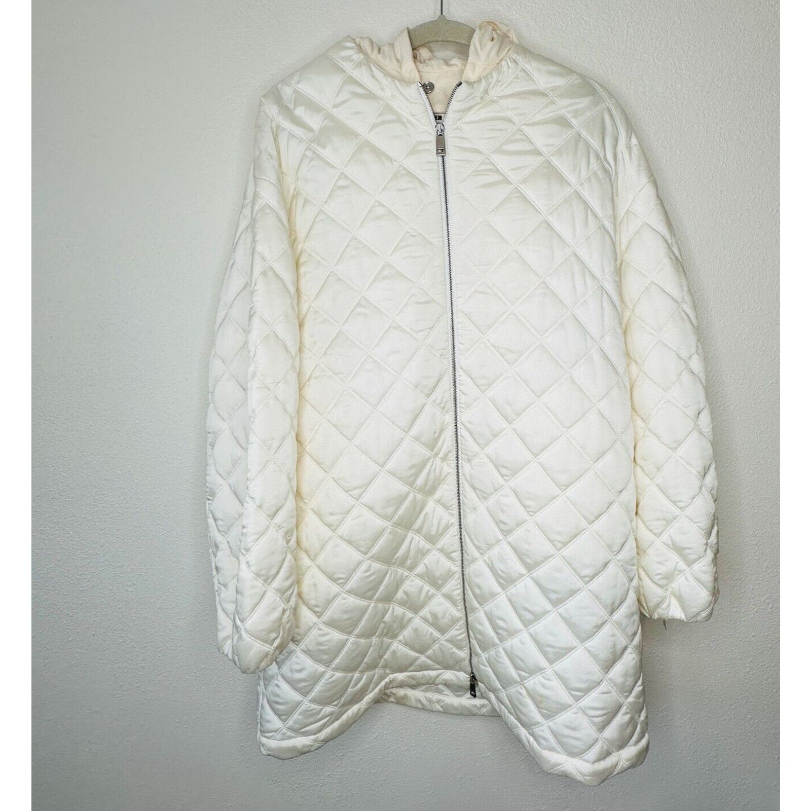 Jil Sander Jil Sander Cream Goldfish Long Quilted Zip Hooded Jacket 36 Size M / US 6-8 / IT 42-44 - 1 Thumbnail