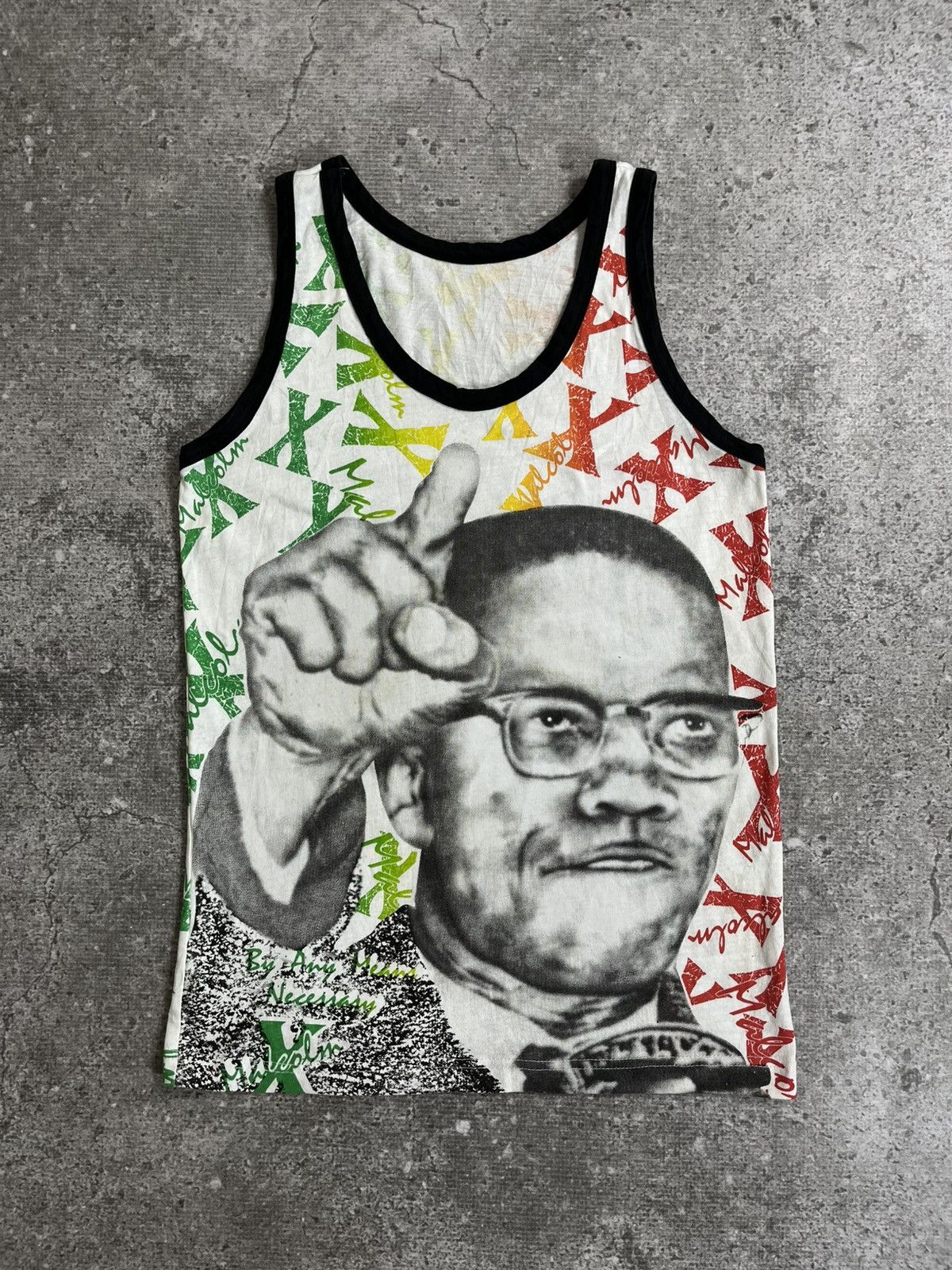 Vintage Vintage Malcolm X All Over Print Tanktop Size US M / EU 48-50 / 2 - 1 Thumbnail