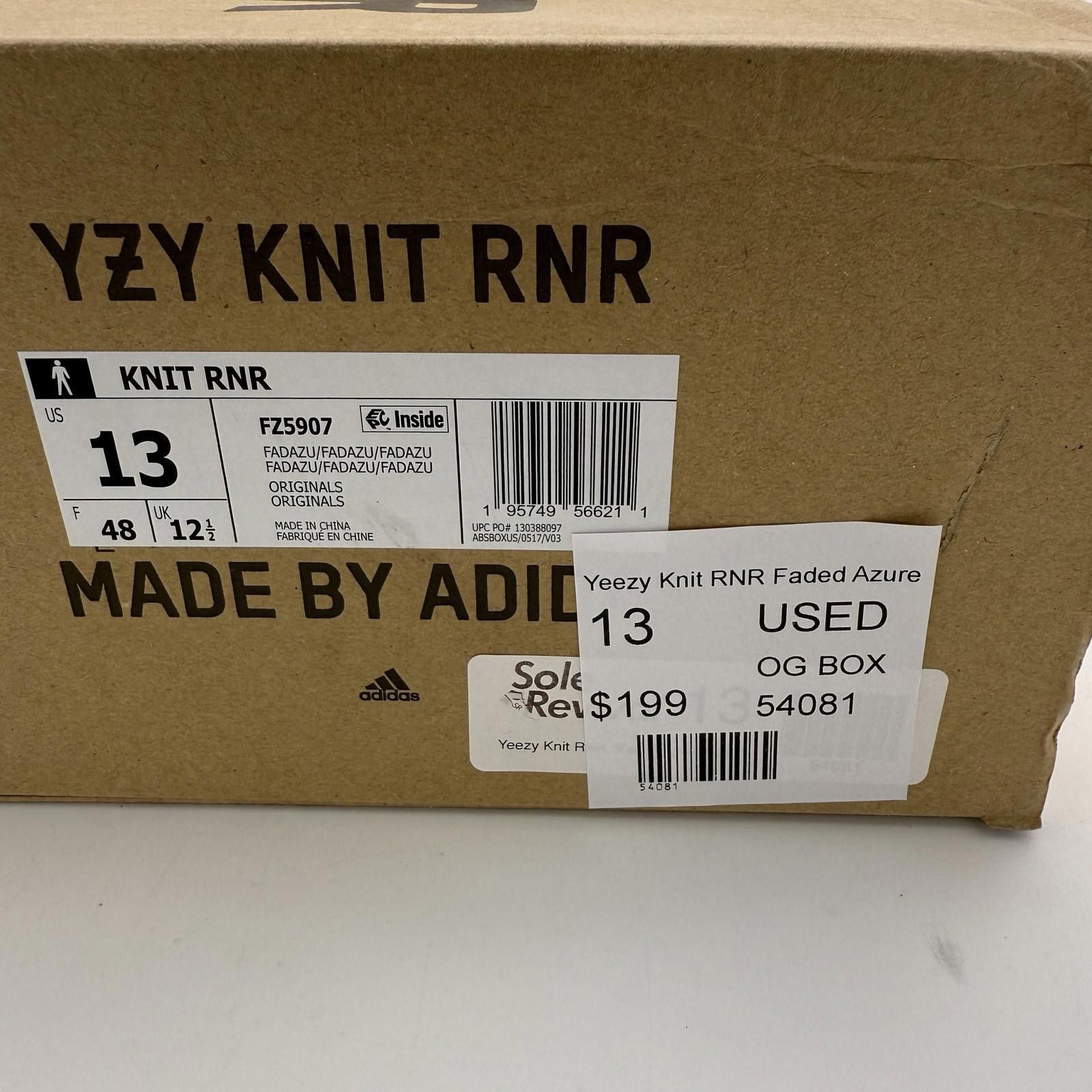 Adidas og Adidas YZY Knit RNR Faded Azure US 13 Used FZ5907 Size US 13 / EU 46 - 10 Thumbnail