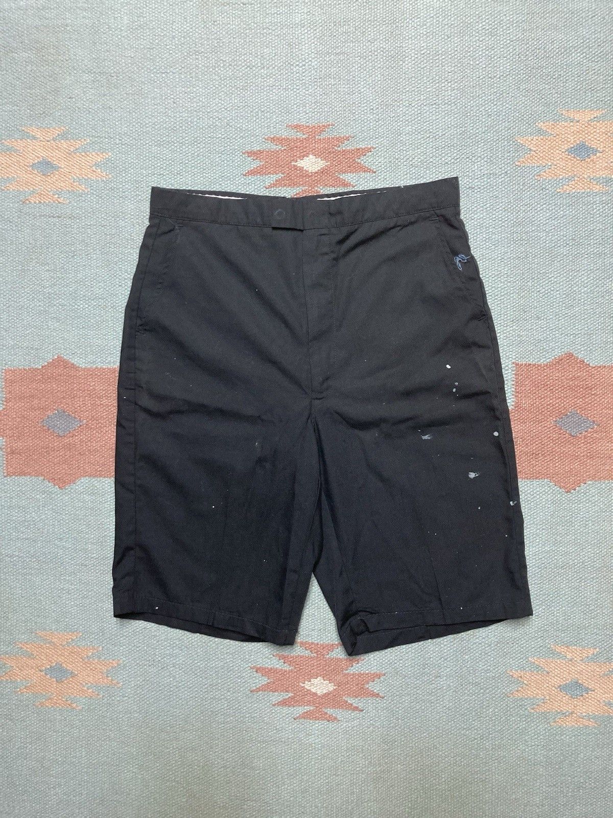 Vintage vtg 70s shorts poly cotton black paint stained distressed 27 Size US 27 - 1 Thumbnail