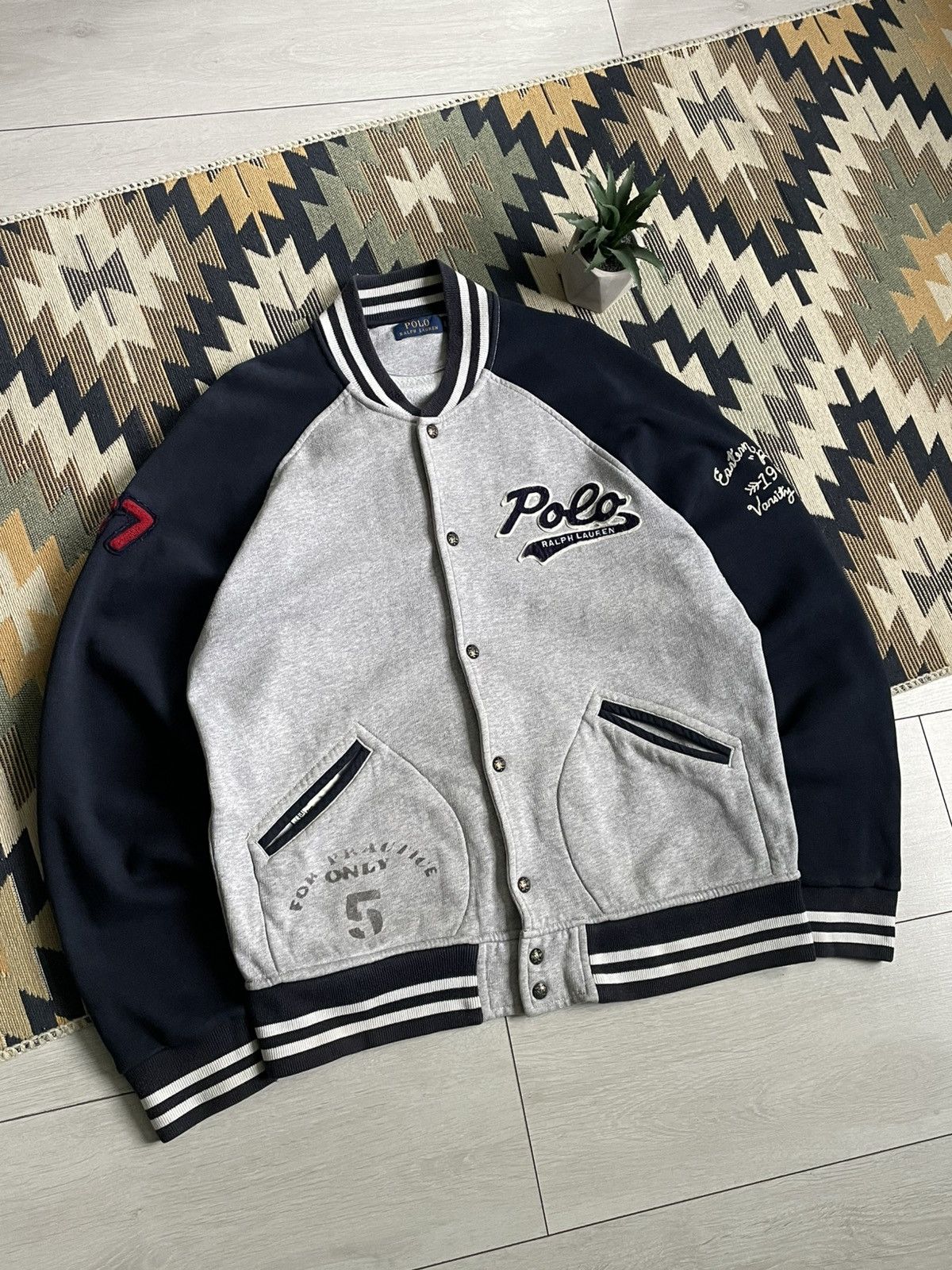 Vintage Vintage Polo Ralph Lauren Sript Y2K Varsity Bomber Jacket Size US L / EU 52-54 / 3 - 2 Thumbnail