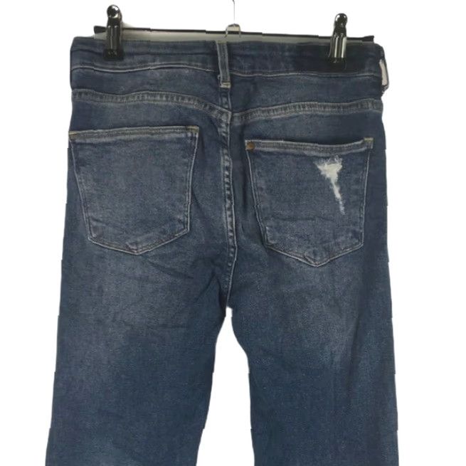 H&M H&M Womens Flare Jeans Distressed Blue Denim Size 25X30 Regular Rise Mid 28 Inseam 5-Pocket Belt Loops Zipper Button Cuff 26 In Waist Blue Size 42" / US 20 - 5 Thumbnail