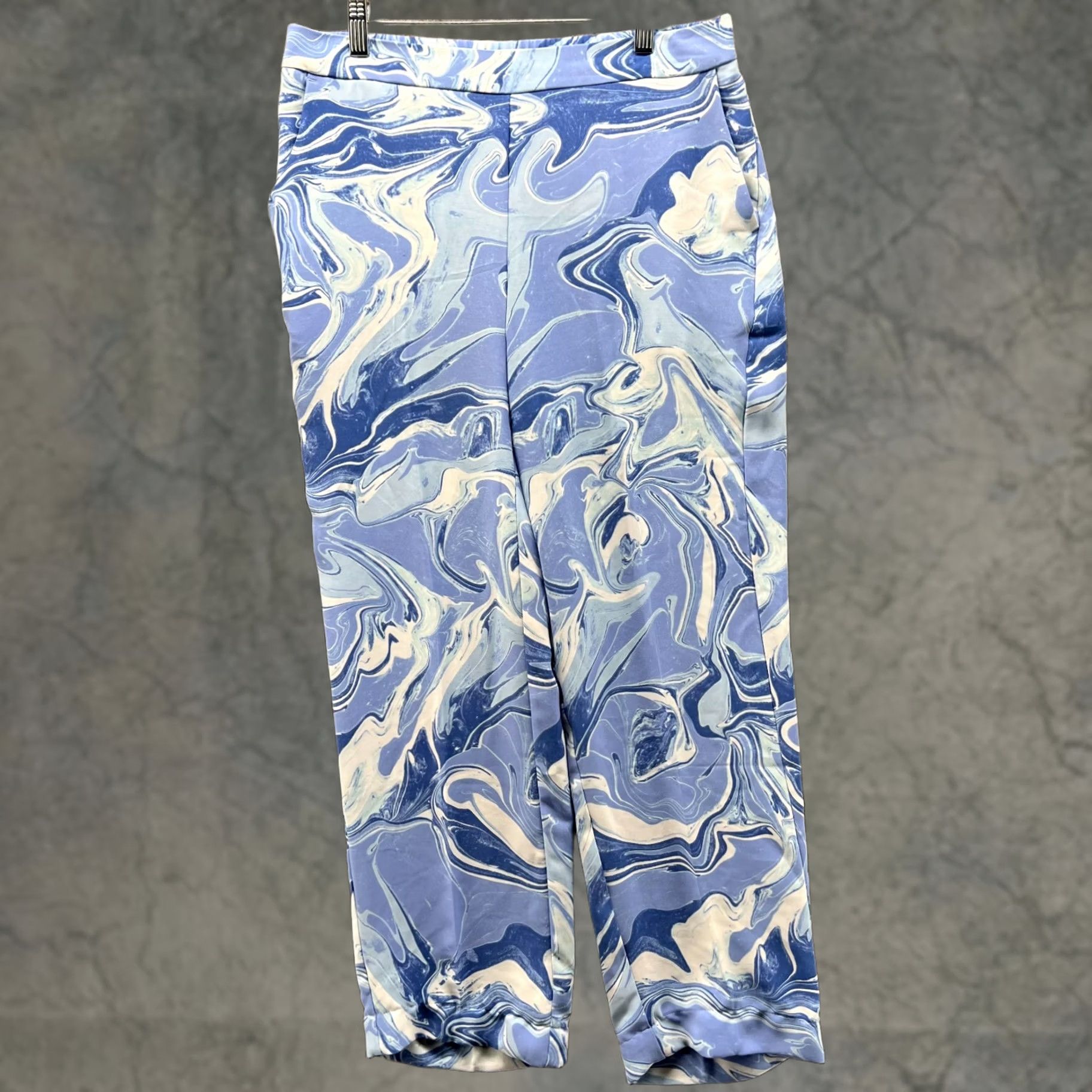 Vintage Chico'S Pants Womens 1R Blue White Stretch Fleece Elastic Waist Geometric Size 25" / US 0 / IT 36 - 1 Thumbnail