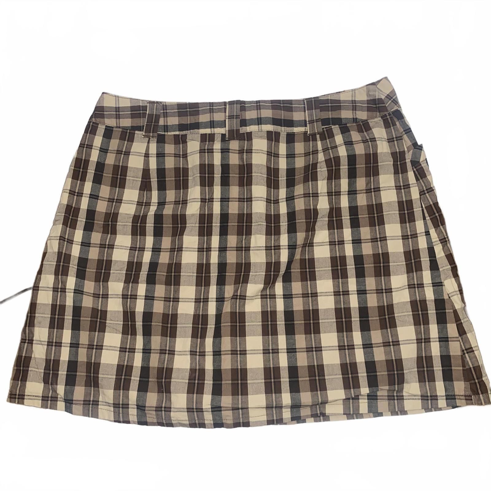 Designer Vintage Brown Plaid Skort Size 10 Y2K Preppy Aesthetic Size 32" / US 10 / IT 46 - 2 Thumbnail