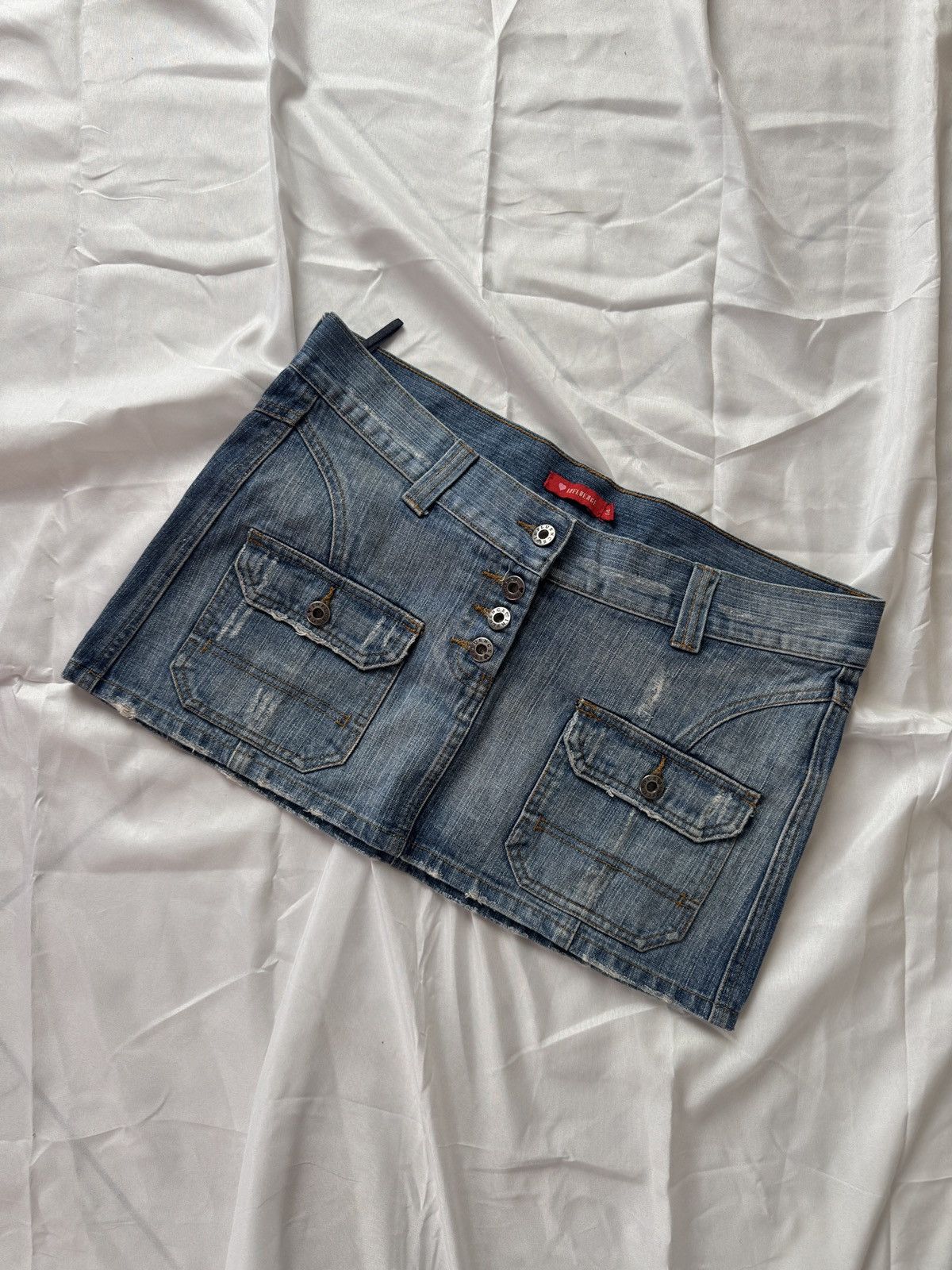 Hysteric Glamour Opium Y2K Bondage Distressed Washed Denim Mini Skirt Size 32" / US 10 / IT 46 - 4 Thumbnail