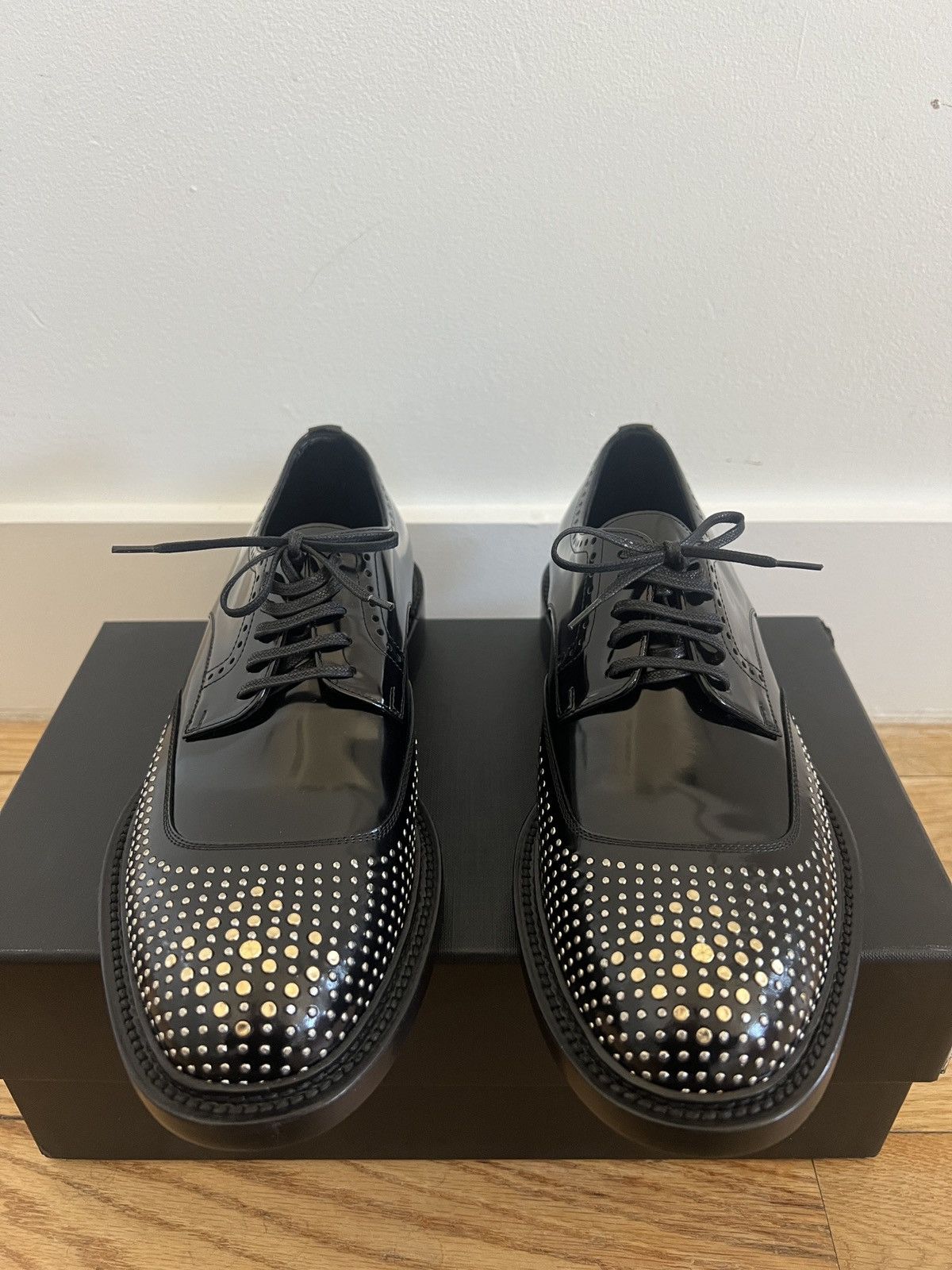 Saint Laurent Paris Men’s black studded dress shoes Size US 7.5 / EU 40-41 - 2 Thumbnail