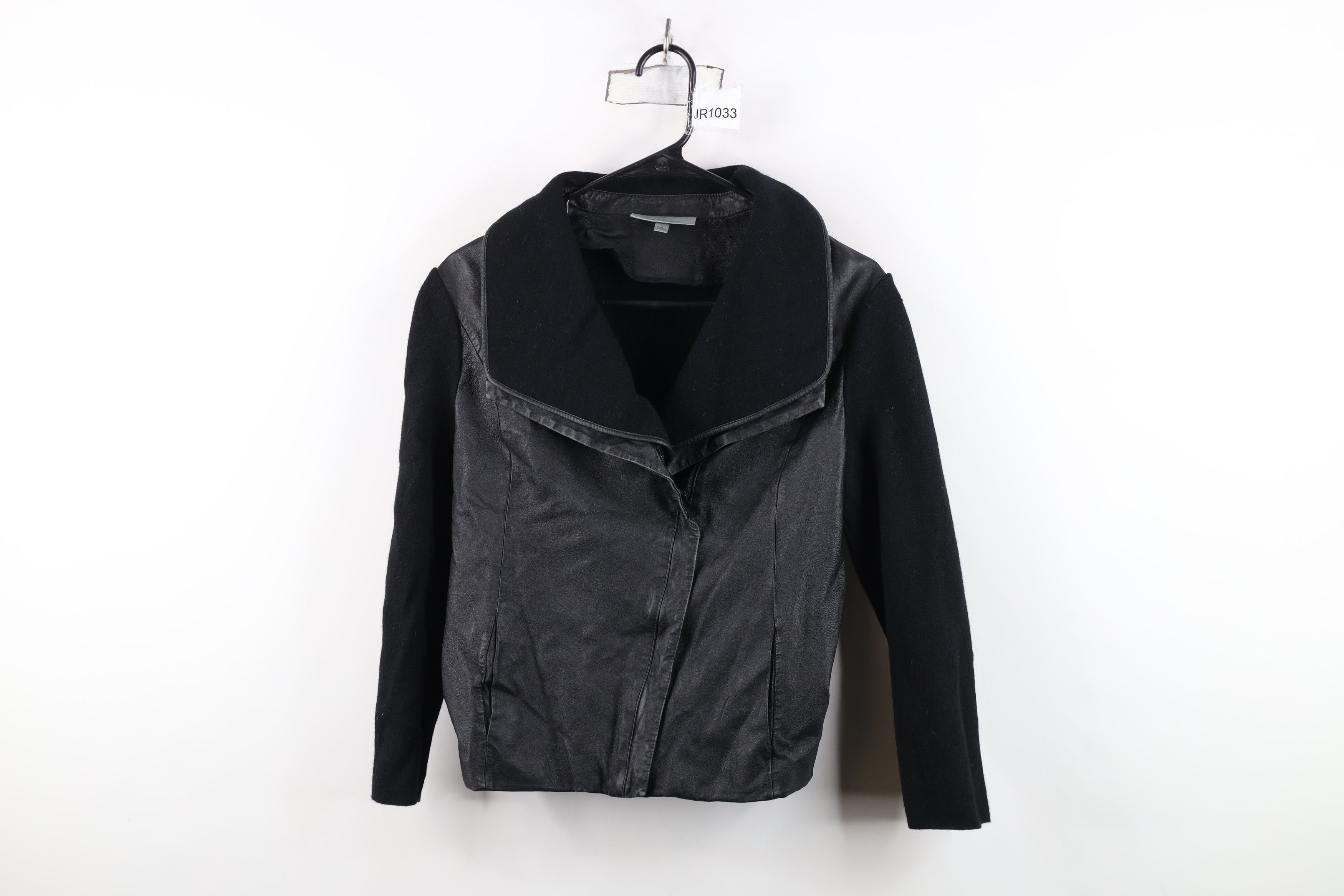 Vintage Classiques Entier Wool Knit Leather Jacket Swacket Black Size L / US 10 / IT 46 - 1 Thumbnail