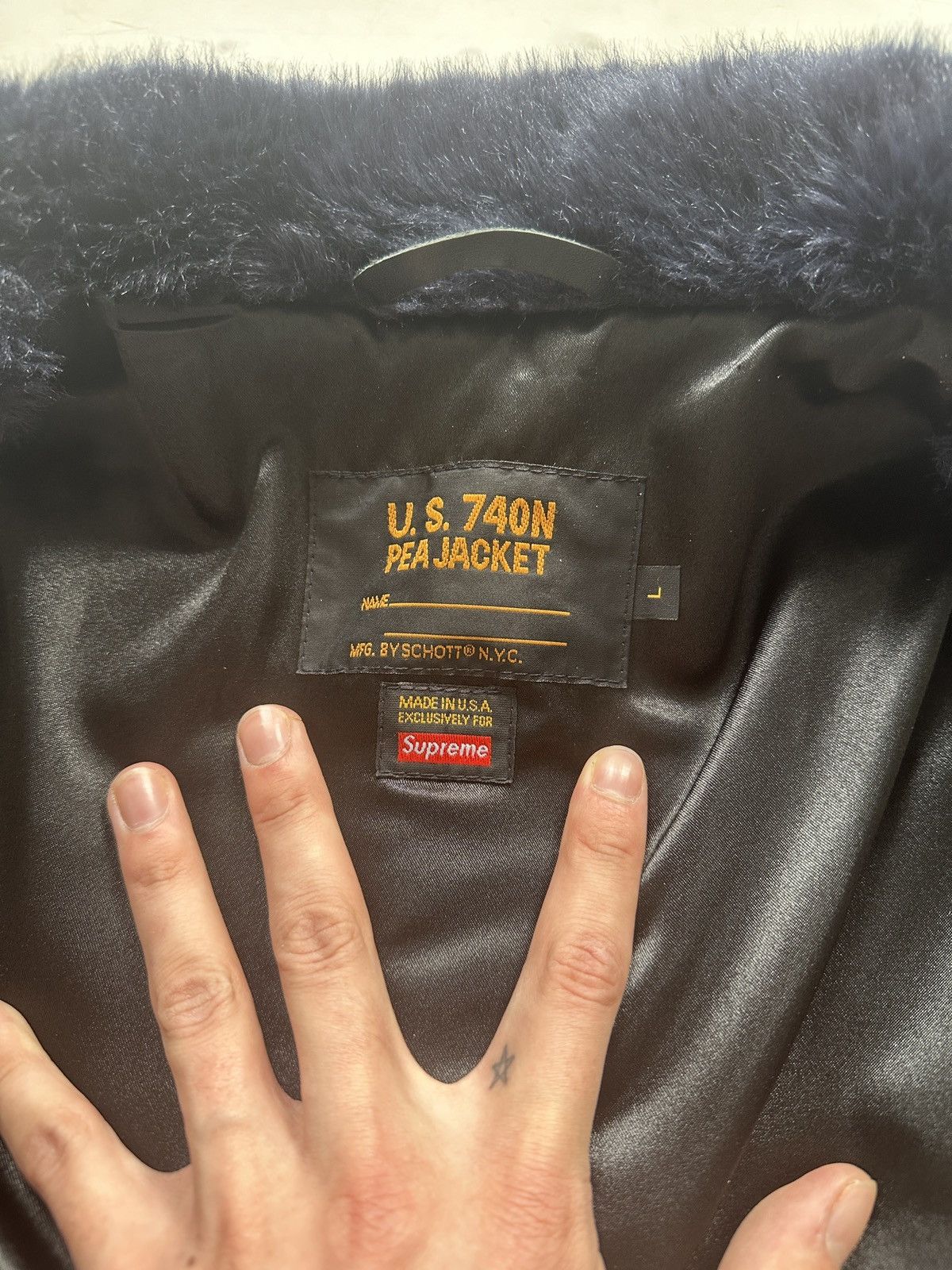 Schott × Supreme Faux fur pea jacket 740N Size US L / EU 52-54 / 3 - 8 Thumbnail