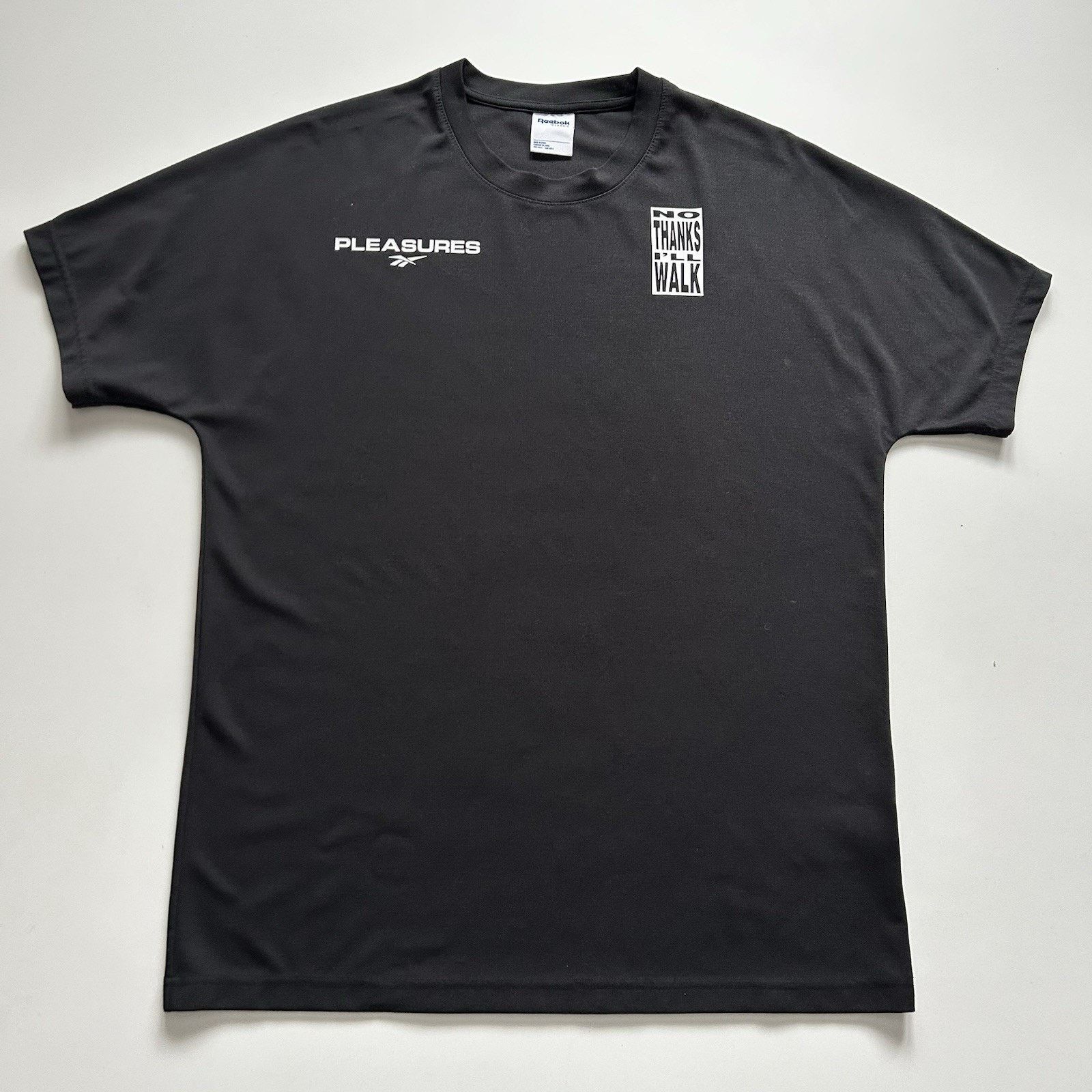 Reebok Pleasures T-Shirt Medium Black No Thanks I'll Walk