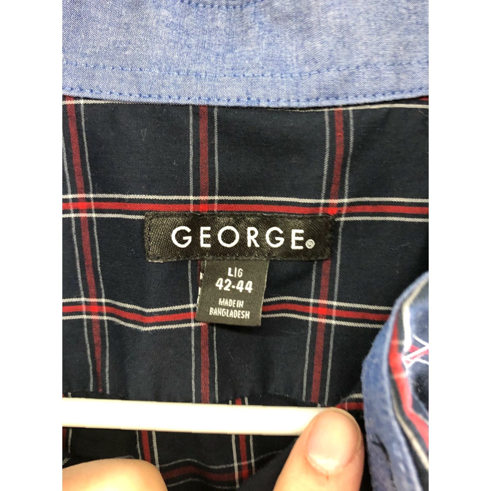 George George Shirt Mens Large 42-44 Blue Striped Long Sleeve Button Down Collar Shirt Size US L / EU 52-54 / 3 - 6 Thumbnail