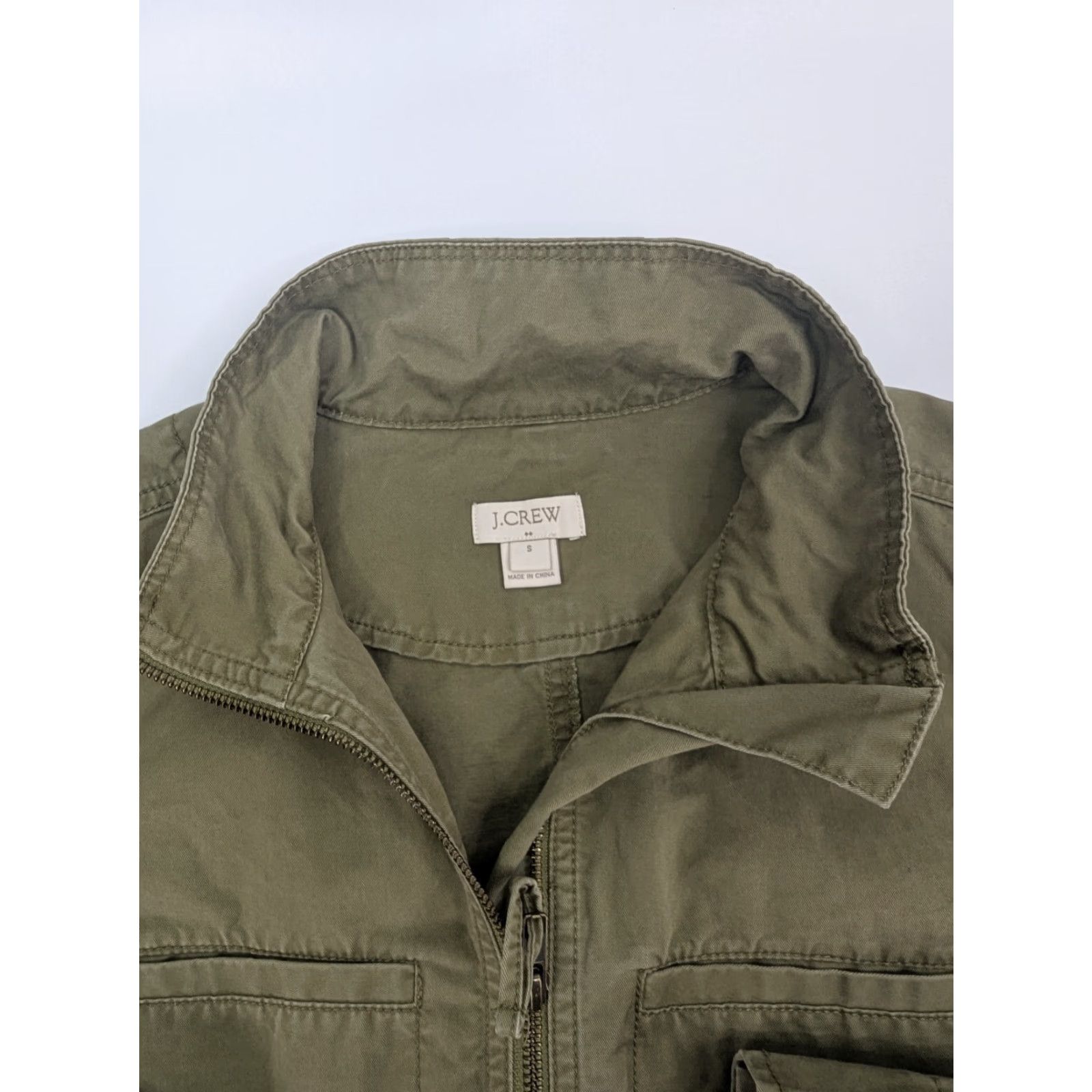 J.Crew J.CREW Jacket Army Green Cotton Fatigues Short Sleeve Zip Pockets Women Size S Casual Workwear Fall Spring Summer Winter Utility Size S / US 4 / IT 40 - 7 Thumbnail