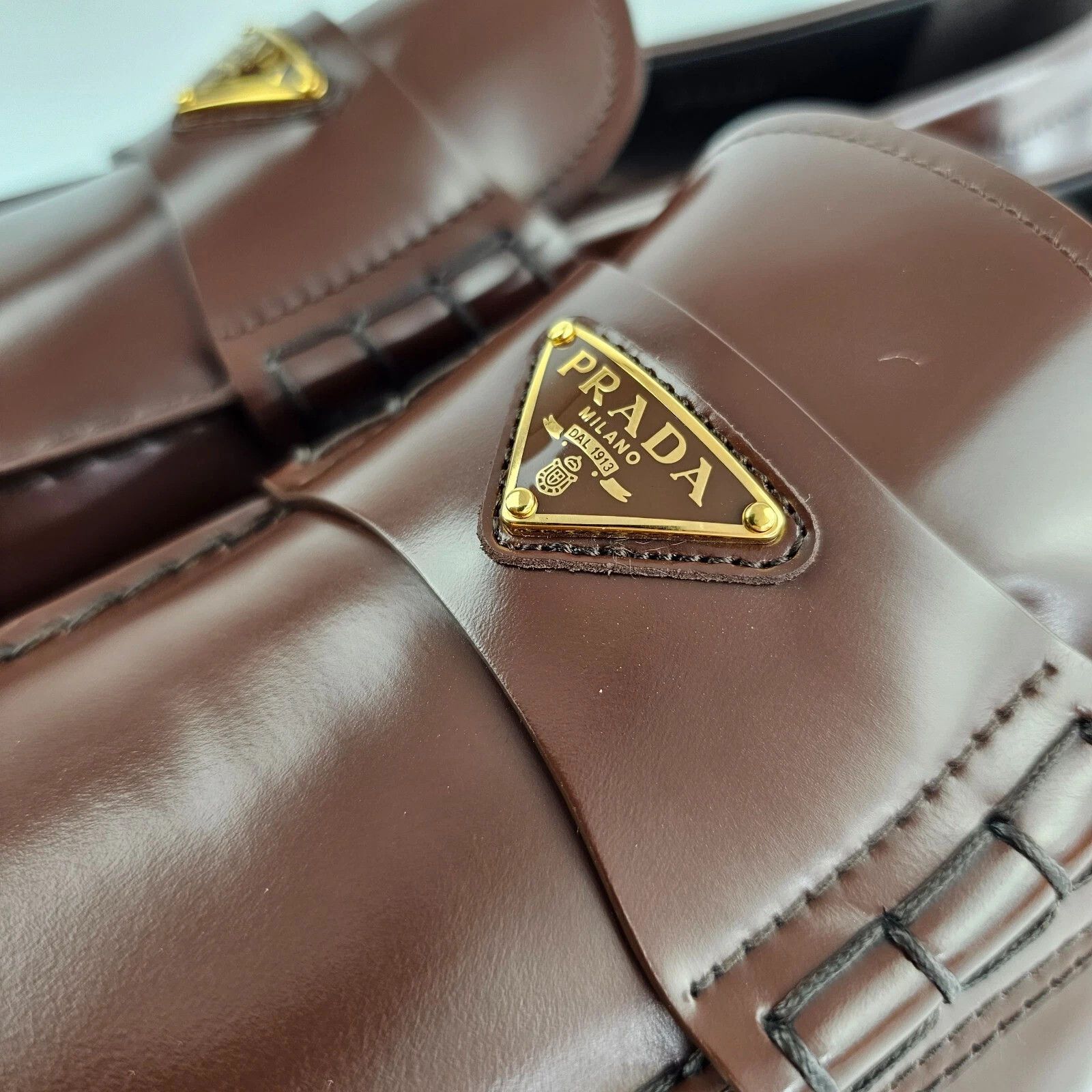 Prada PRADA Briarwood Brushed Leather Loafers New Authentic Size US 5.5 / EU 38 - 6 Thumbnail