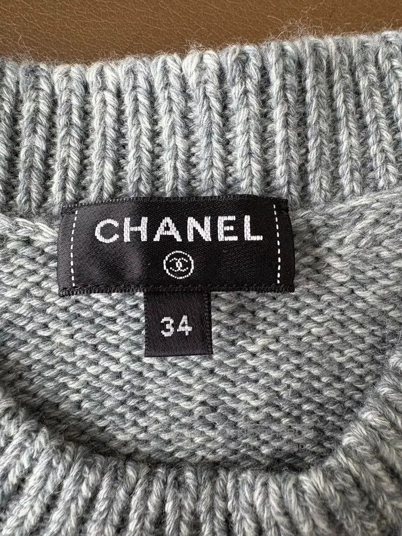 Chanel Chanel 22K gray round-neck cashmere hot diamond sweater Size XXS / US 00 / IT 34 - 6 Thumbnail