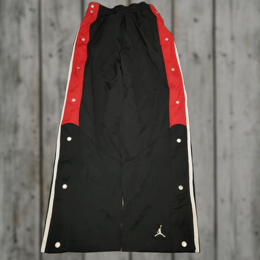 Nike Nike Jordan Mens Basketball Pants M Black Red Snap Button Break Away Warm Up Size US 31 - 1 Thumbnail