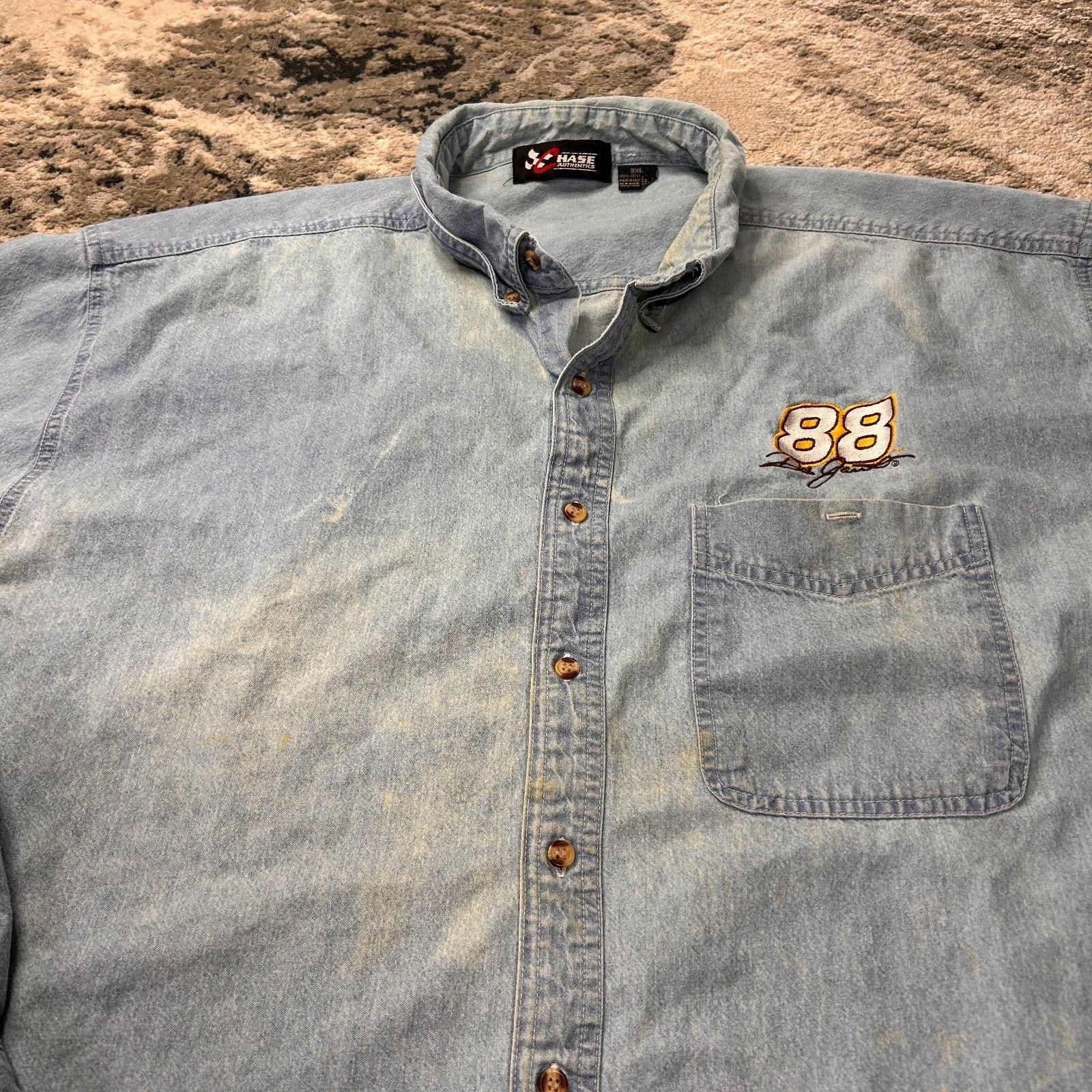 & Other Stories Vintage Chase Authentic NASCAR Denim Shirt Mens 3XL Blue Size US XXL / EU 58 / 5 - 3 Thumbnail