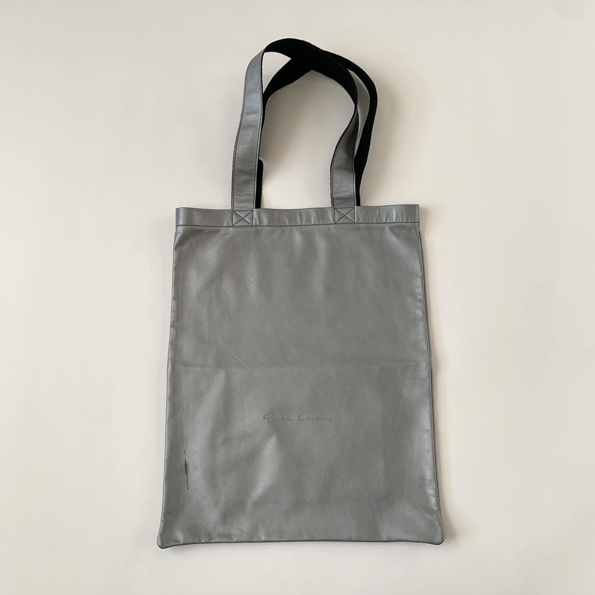 Pre-owned Rick Owens Fw19 Larry Leather Tote Bag In Silver