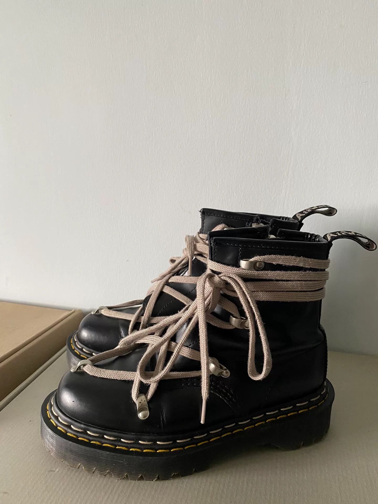 Rick Owens rick owens x dr. martens black lace-up boots Size US 6 / IT 36 - 1 Thumbnail