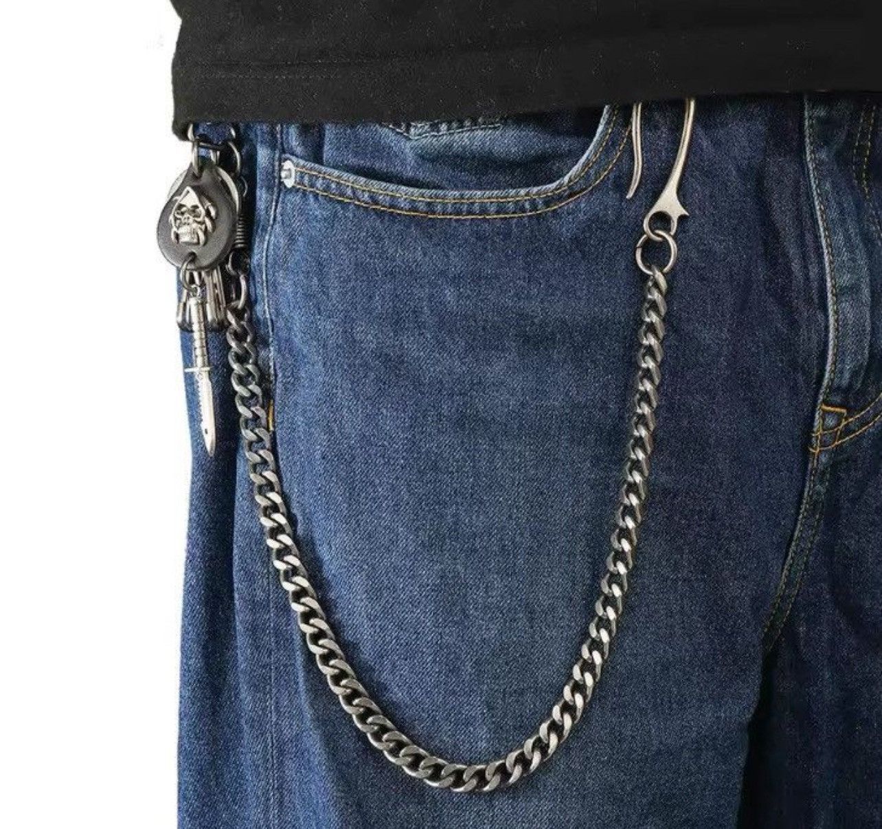 Jewelry Skull Knife Pant Chain Size ONE SIZE - 1 Thumbnail