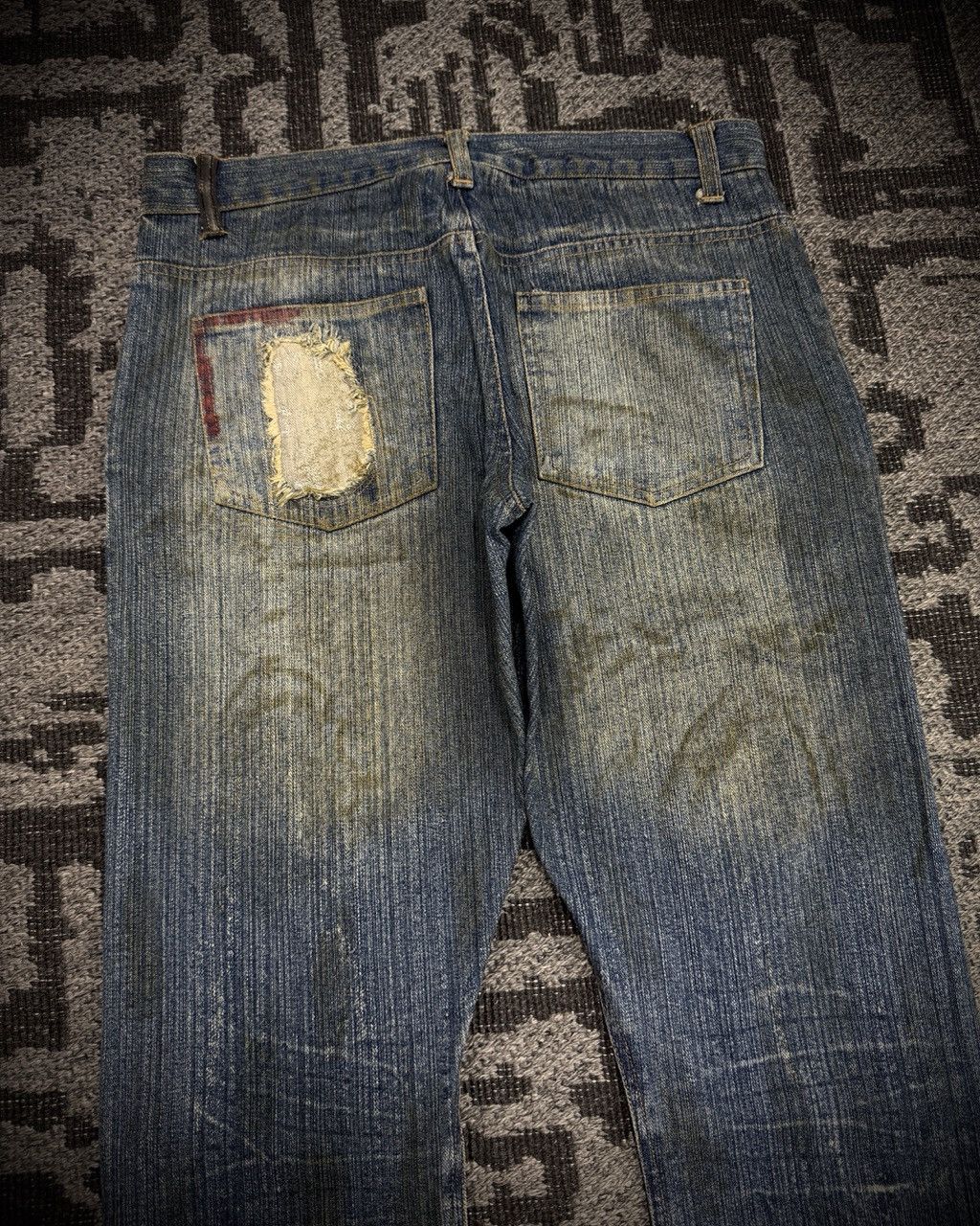 In The Attic In The Attic Dirty Distressed Multi-Zip Bootcut Denim Size US 33 - 9 Thumbnail