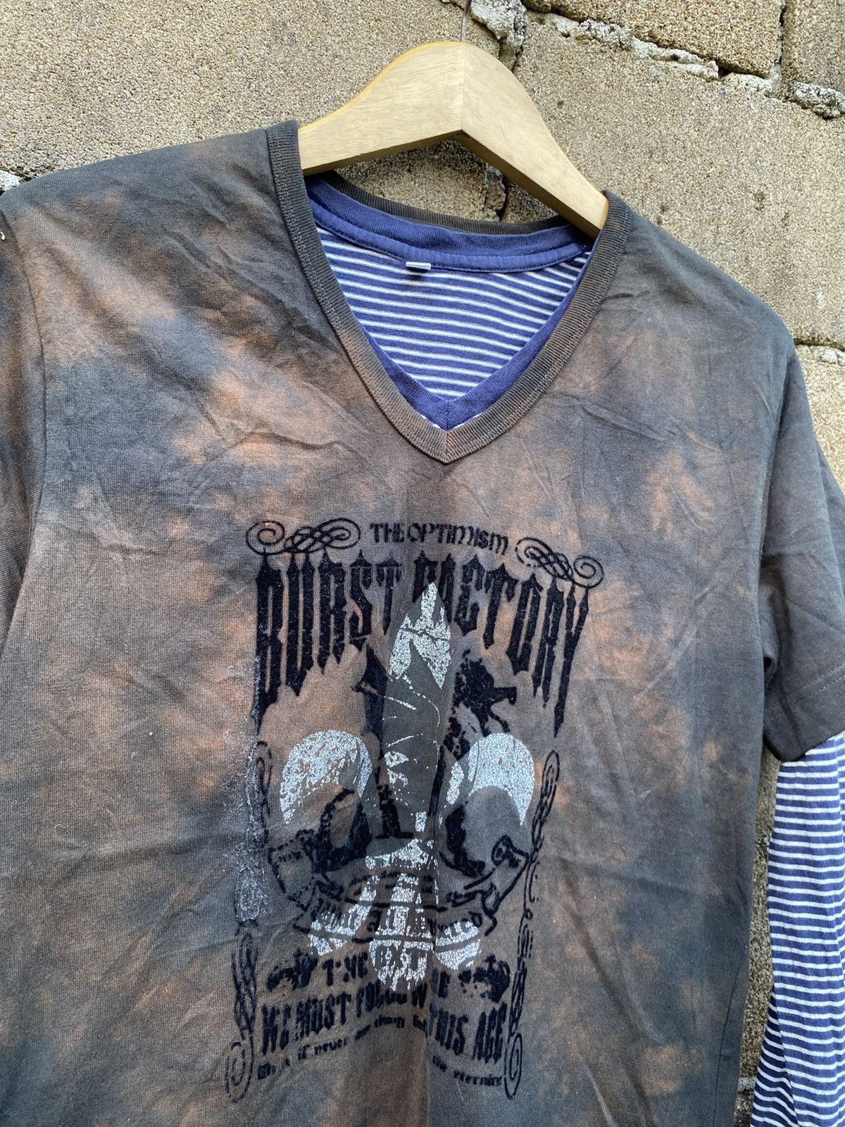 If Six Was Nine × Japanese Brand × Le Grande Bleu (L.G.B.) 2in1 Slash Number Bleached striped longsleeve tshirt Size US M / EU 48-50 / 2 - 4 Thumbnail
